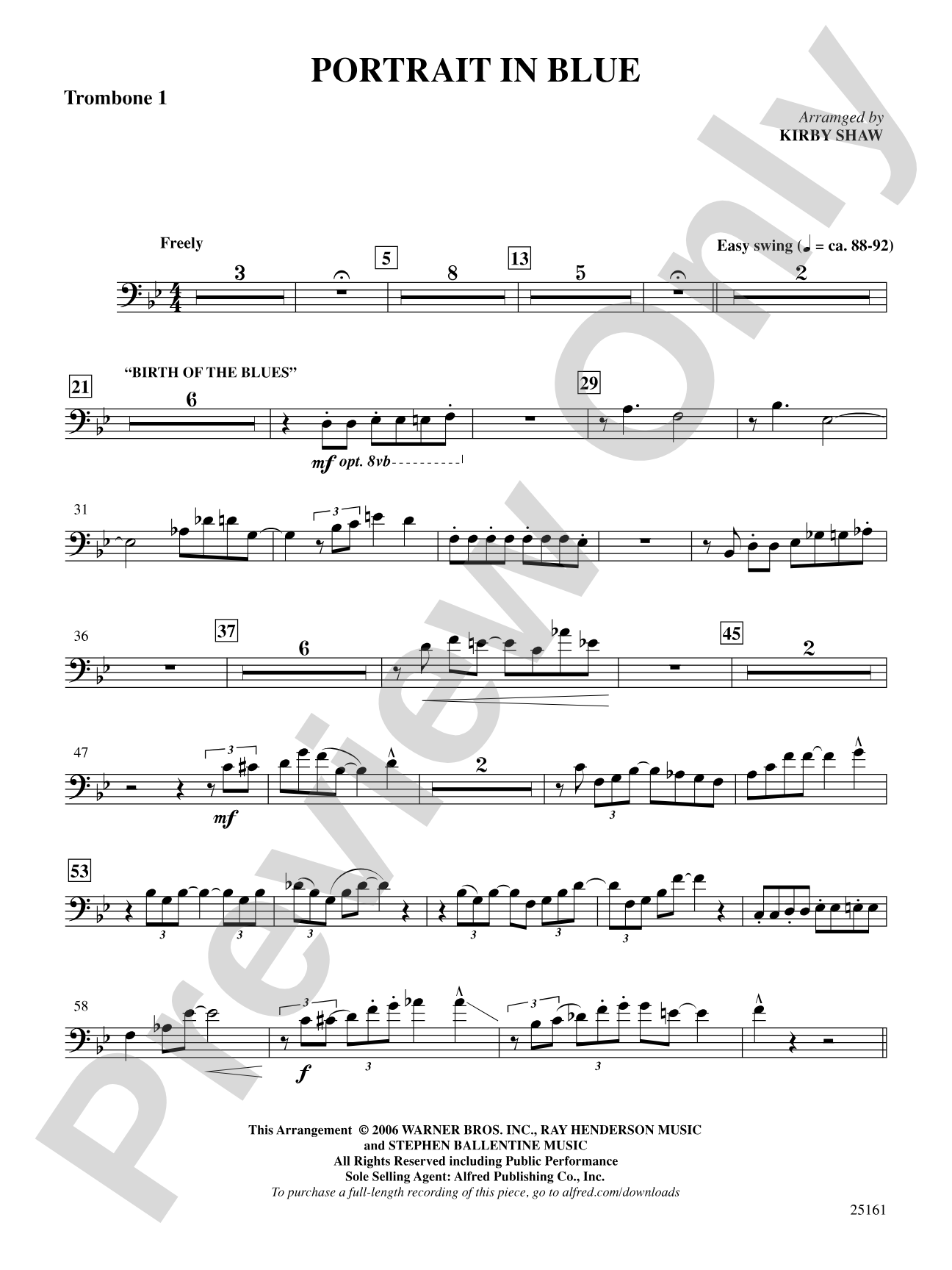 Portrait in Blue: 1st Trombone: Choral SoundPax