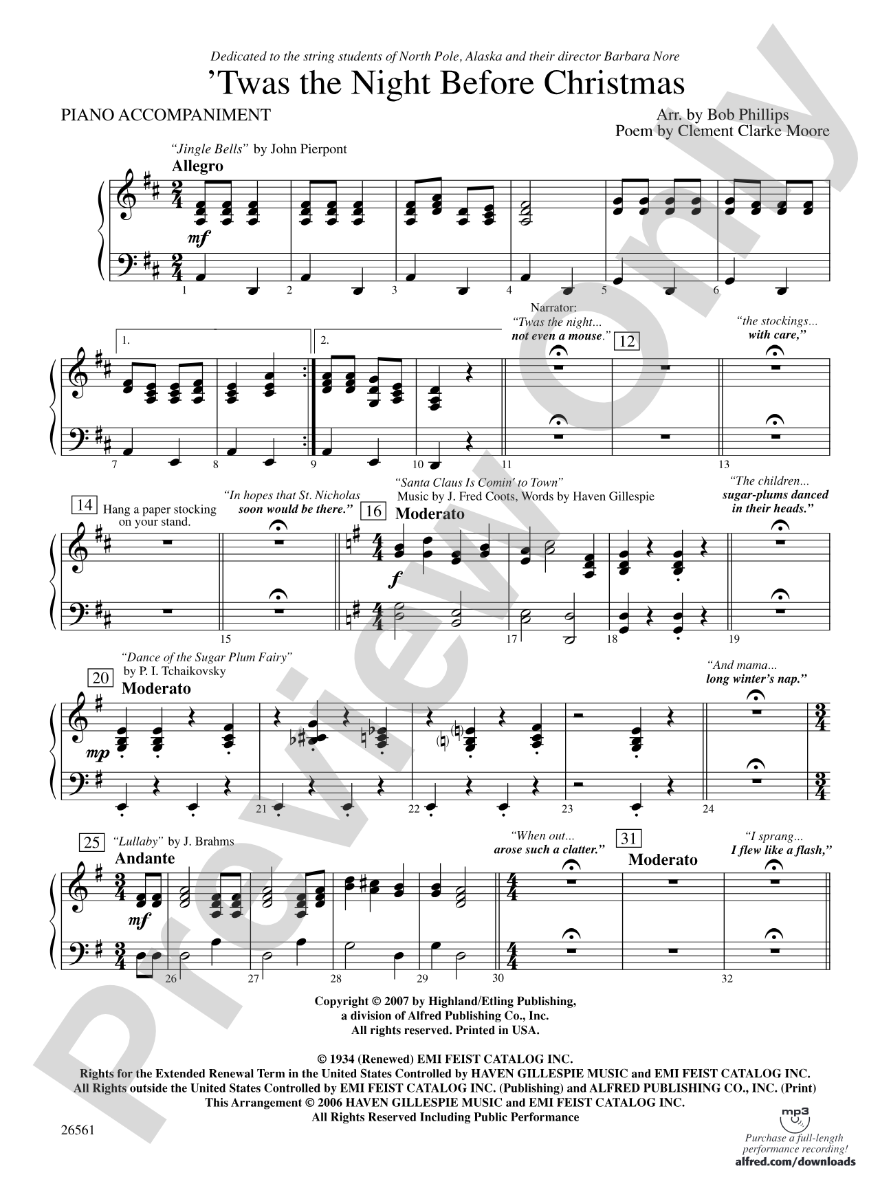 'Twas the Night Before Christmas: Piano Accompaniment