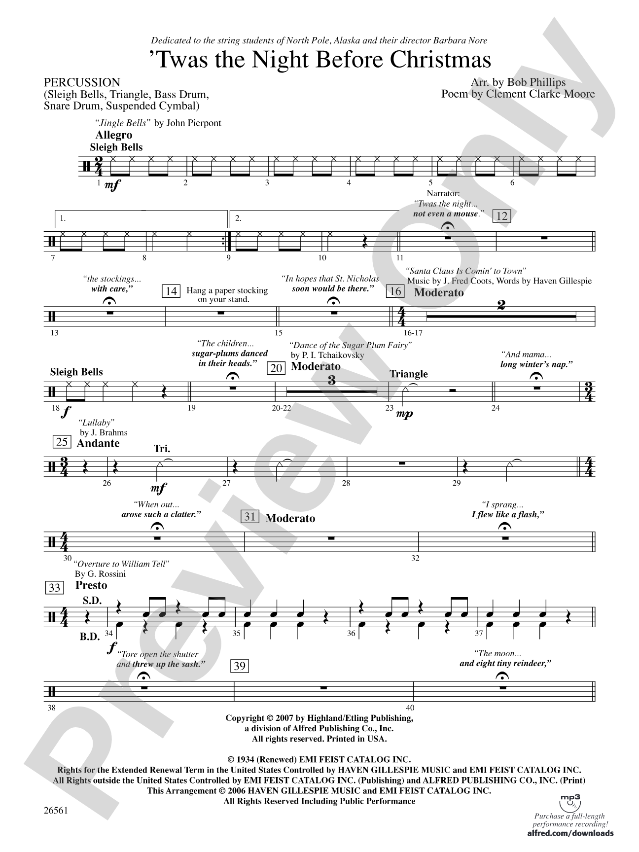 'Twas the Night Before Christmas: 1st Percussion
