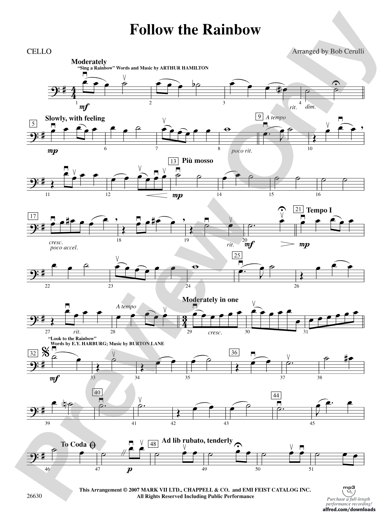 Follow the Rainbow: Cello