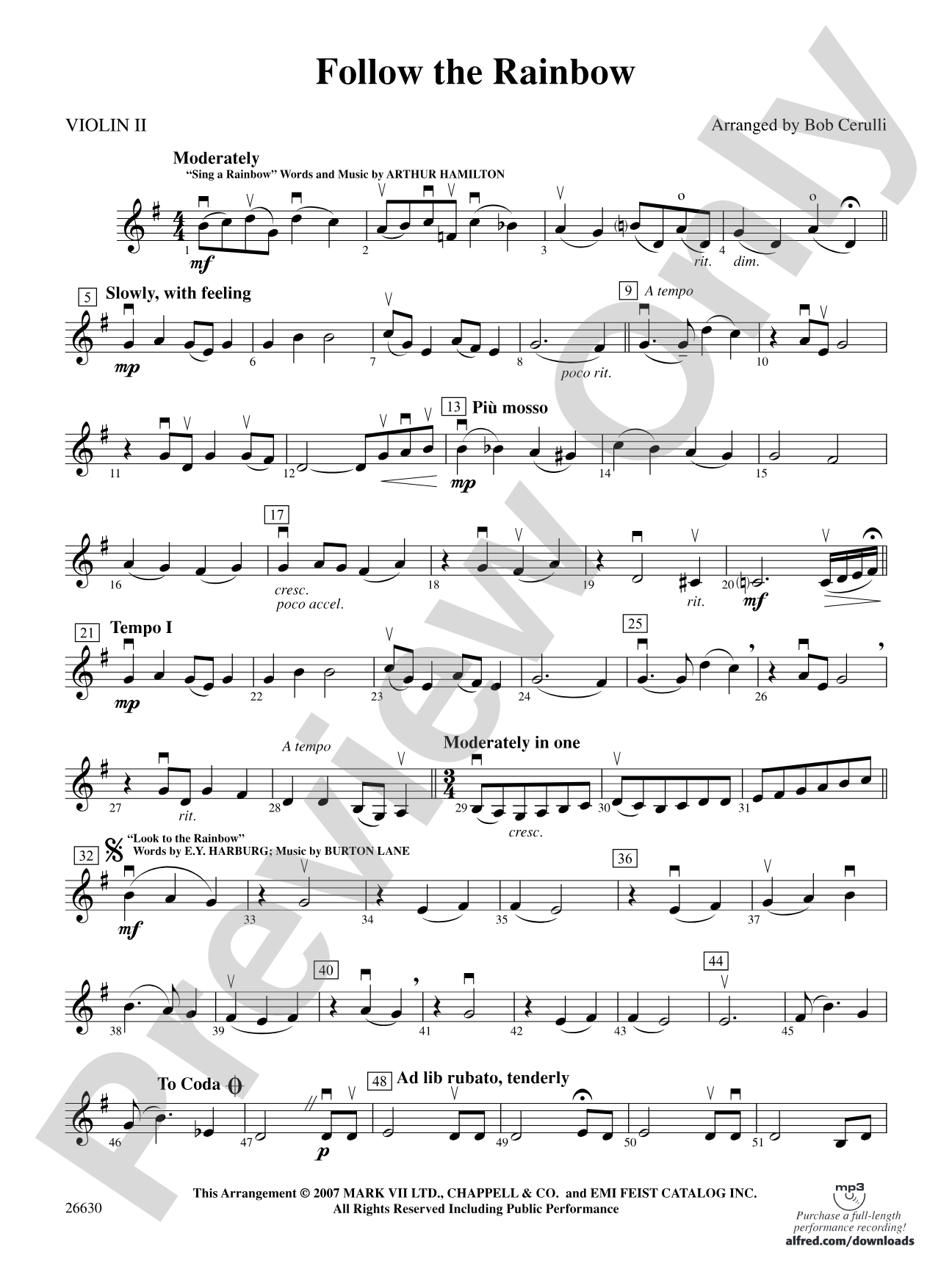 Follow the Rainbow: 2nd Violin