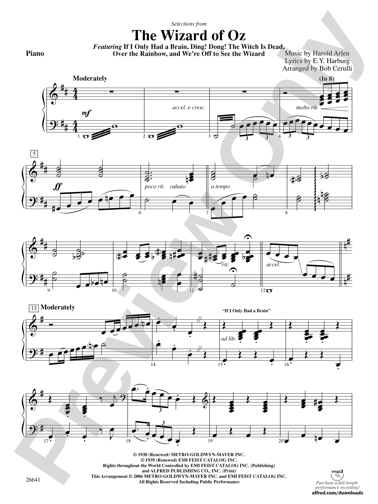 The Wizard of Oz: Piano Accompaniment