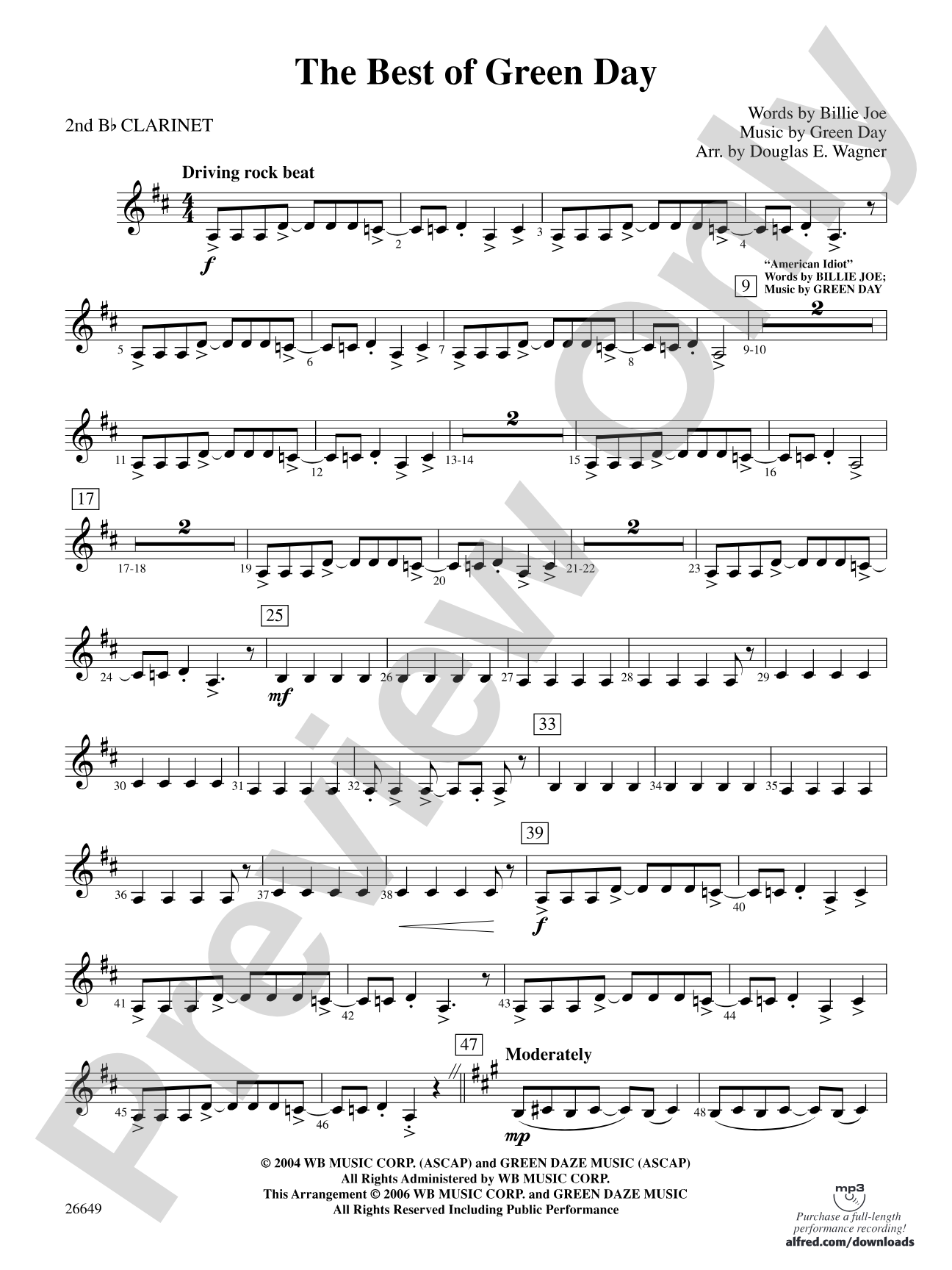 The Best of Green Day: 2nd B-flat Clarinet