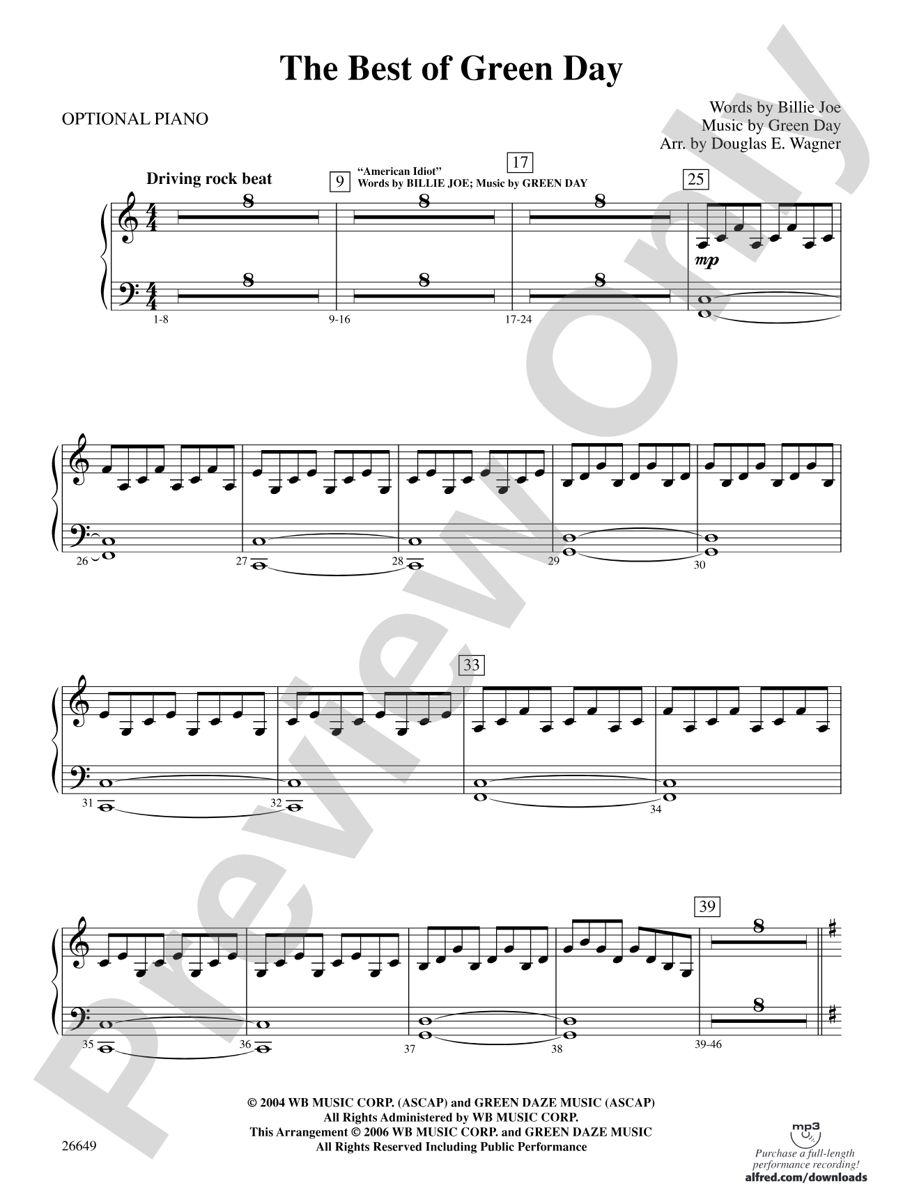 The Best of Green Day: Piano Accompaniment