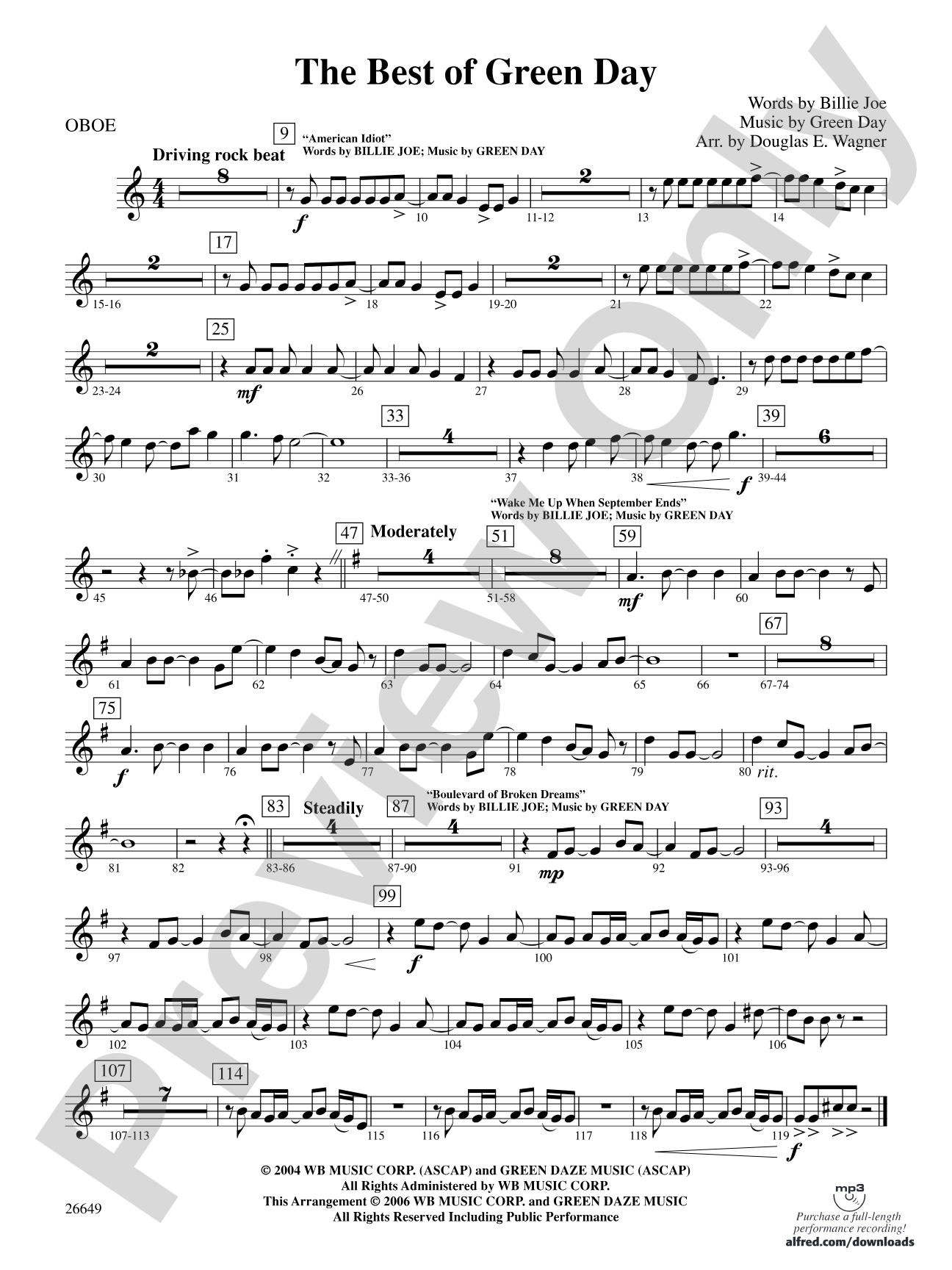 The Best of Green Day: Oboe
