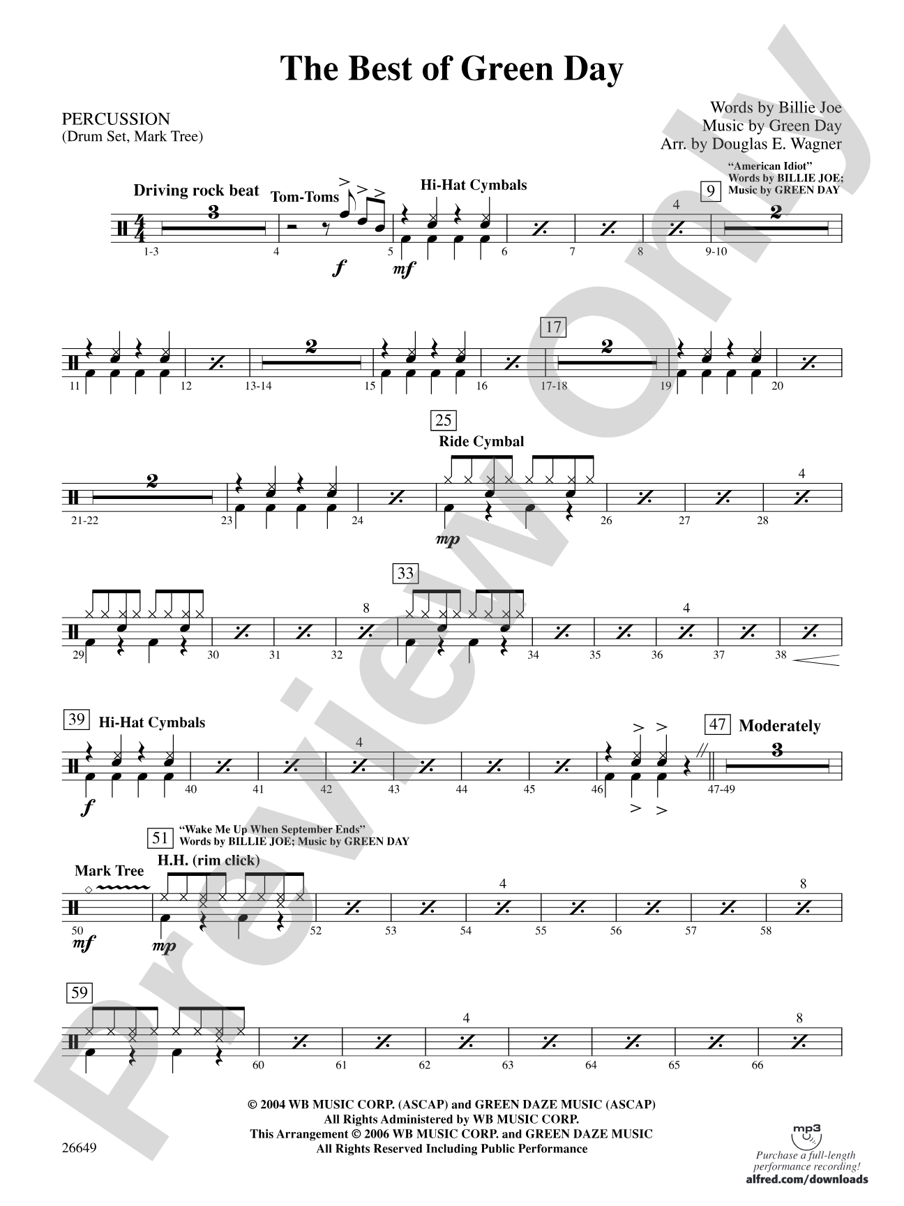 The Best of Green Day: 1st Percussion