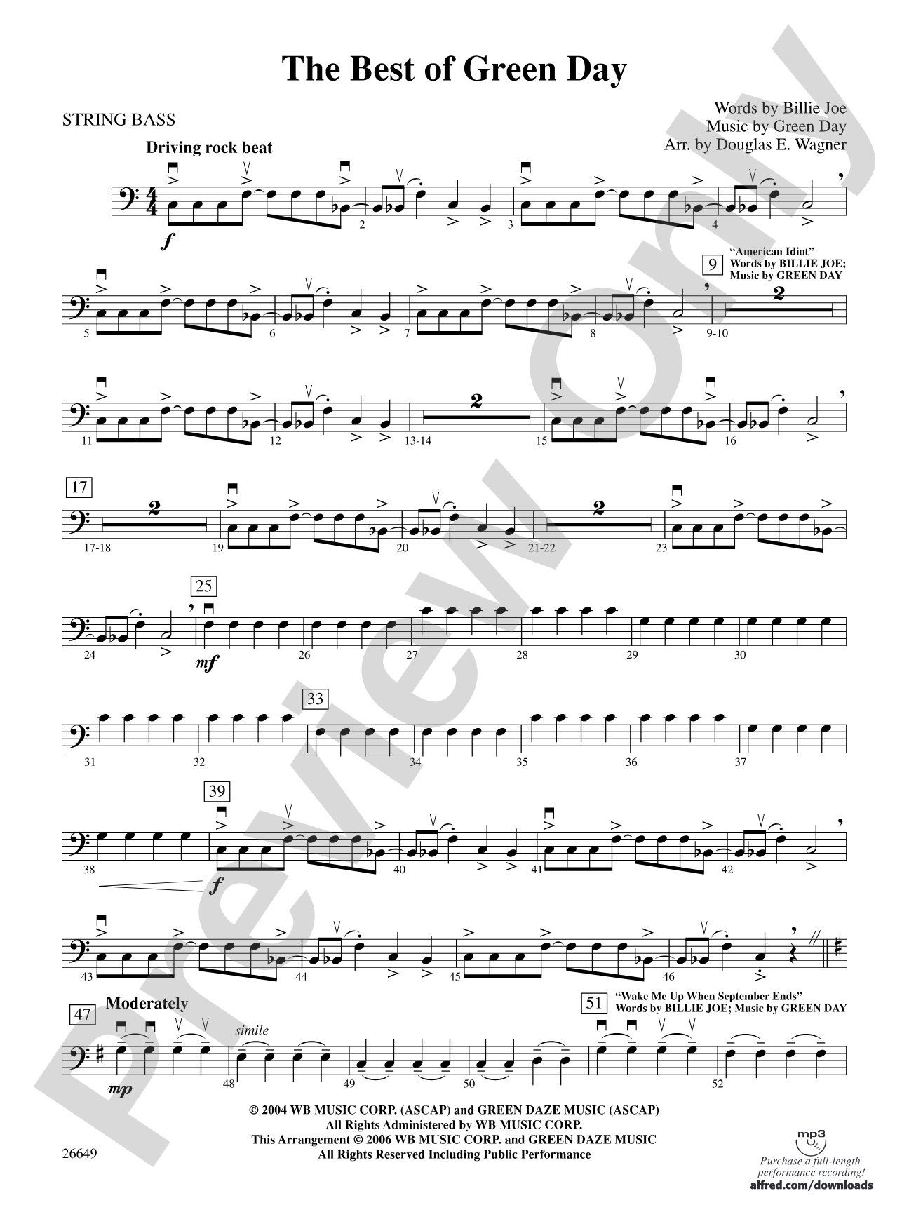 The Best of Green Day: String Bass
