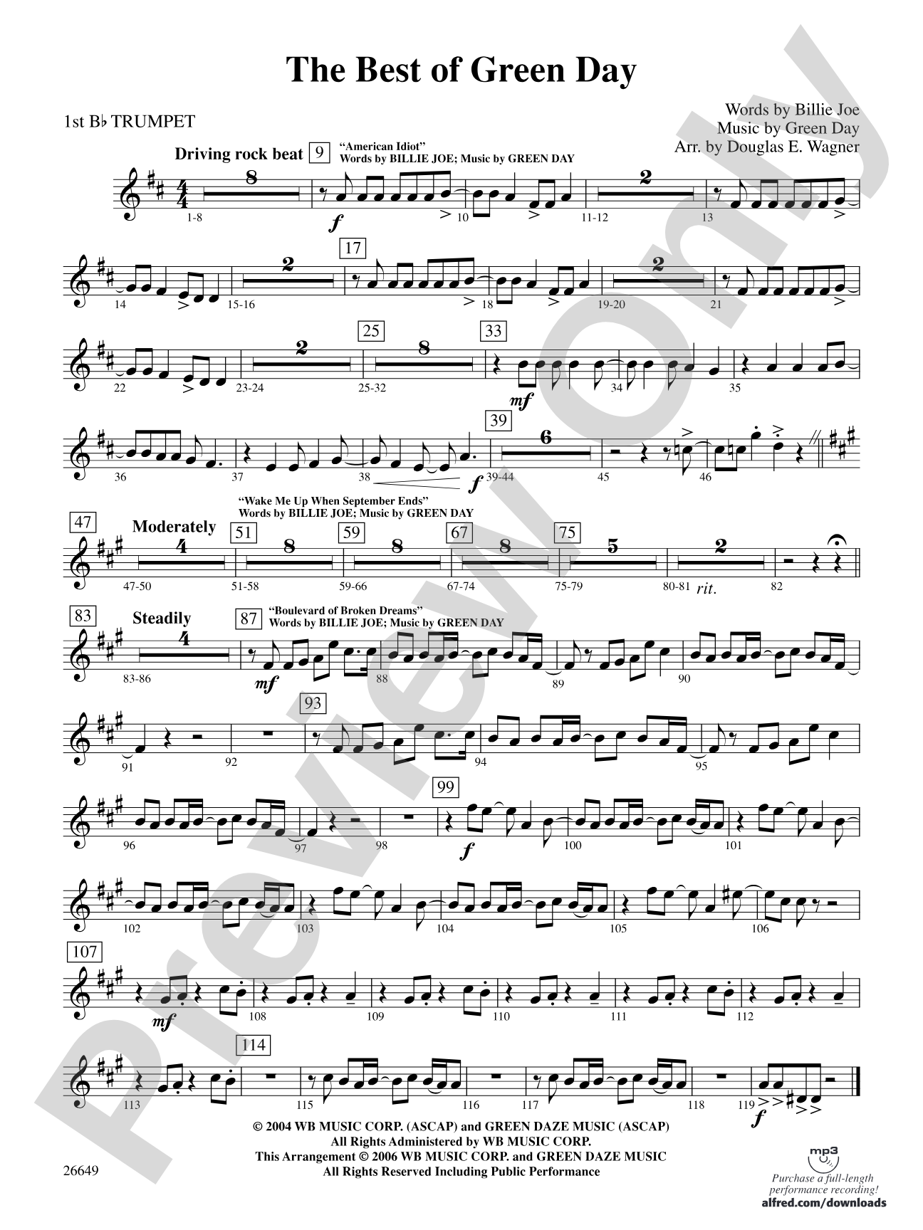 The Best of Green Day: 1st B-flat Trumpet