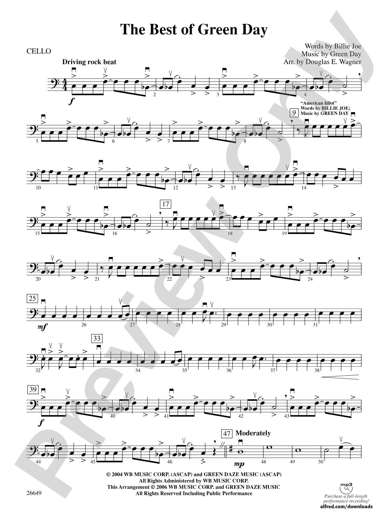 The Best of Green Day: Cello