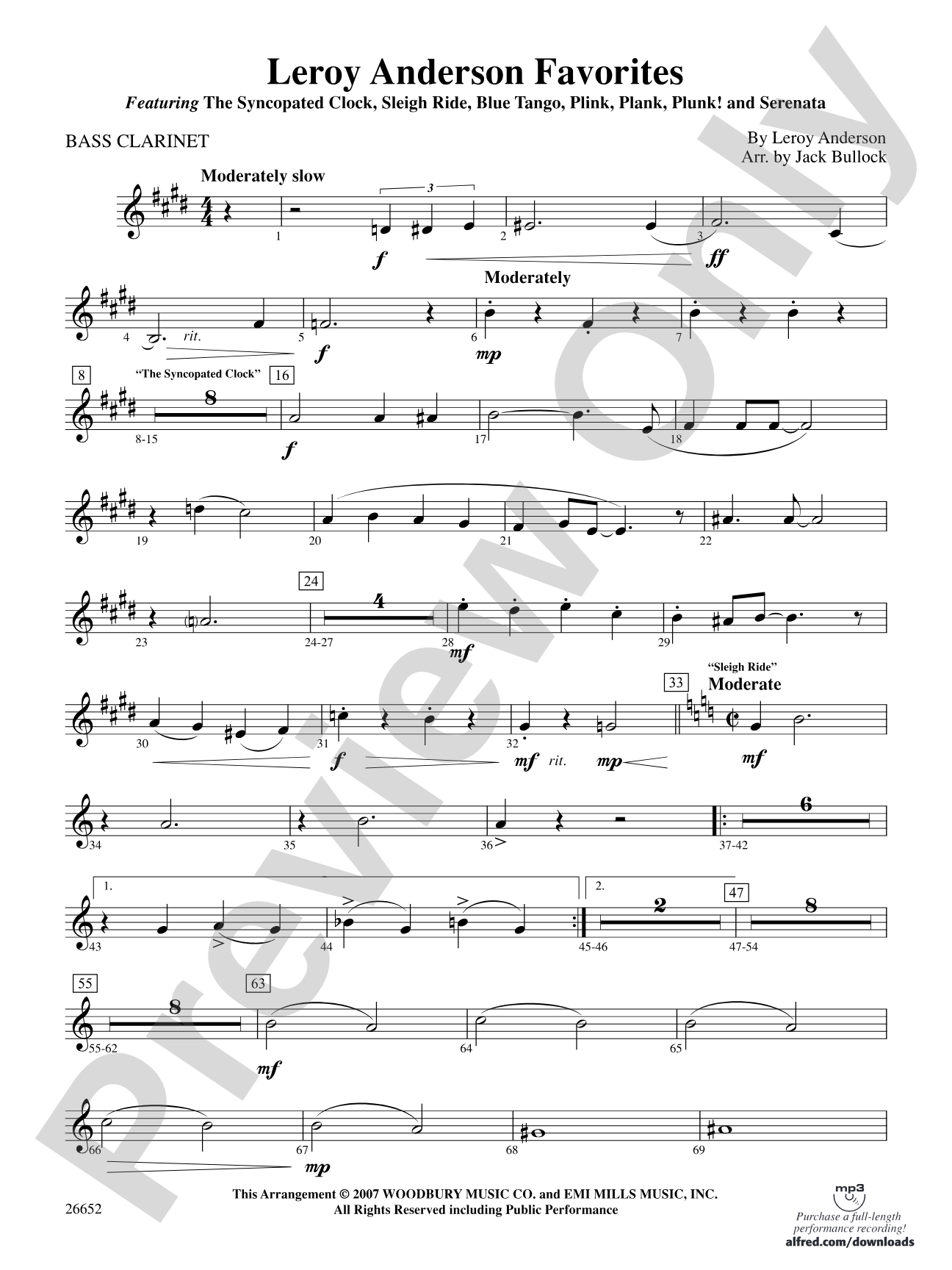 Leroy Anderson Favorites: B-flat Bass Clarinet