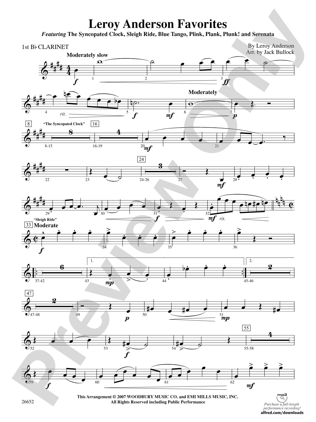 Leroy Anderson Favorites: 1st B-flat Clarinet