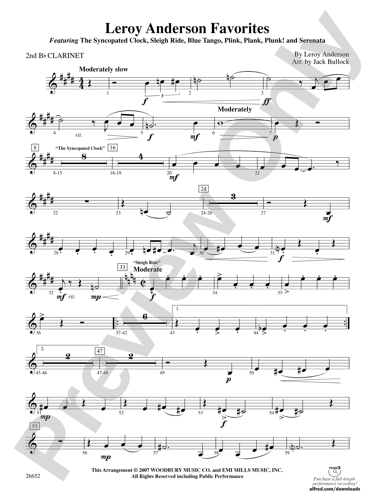 Leroy Anderson Favorites: 2nd B-flat Clarinet
