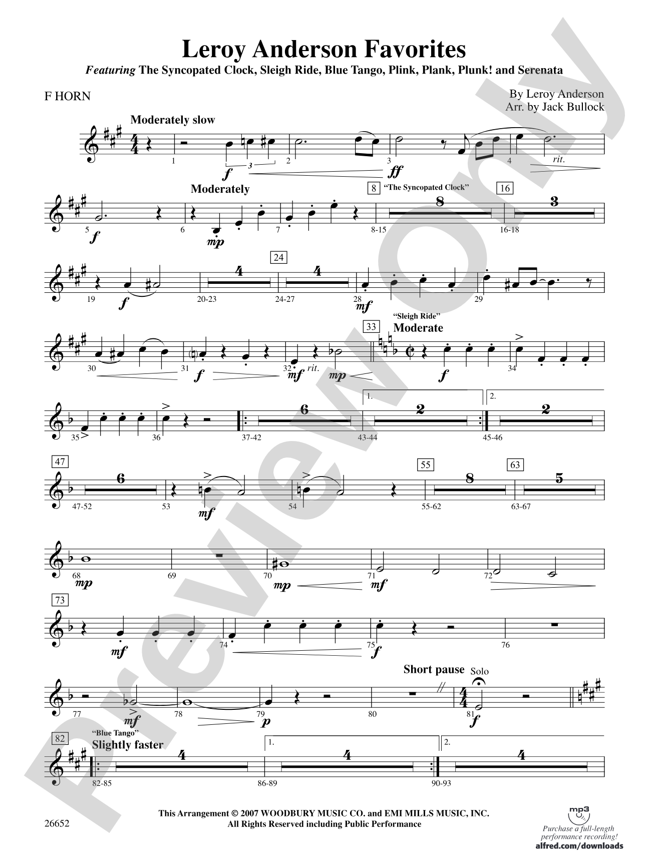 Leroy Anderson Favorites: 1st F Horn