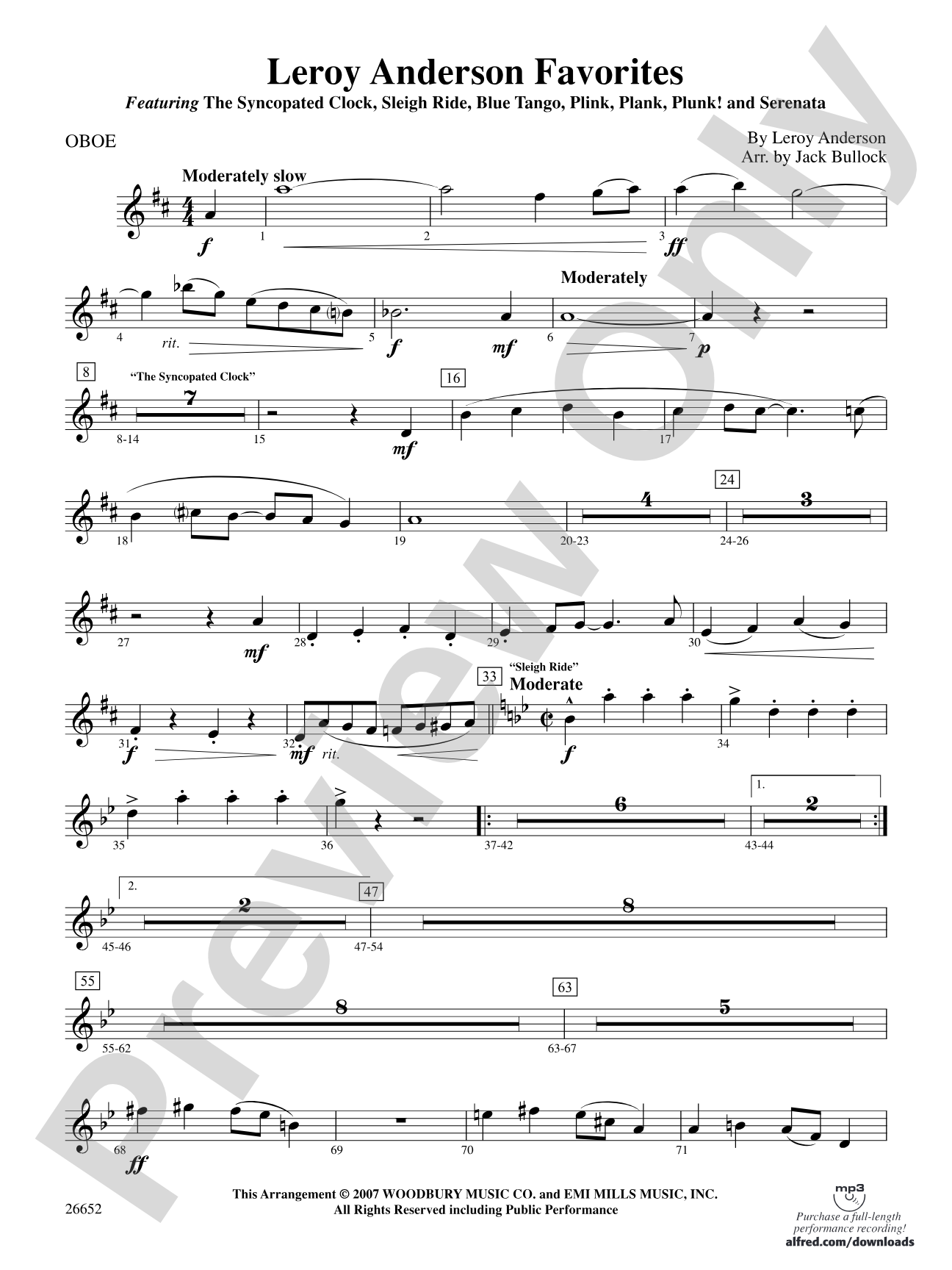 Leroy Anderson Favorites: Oboe