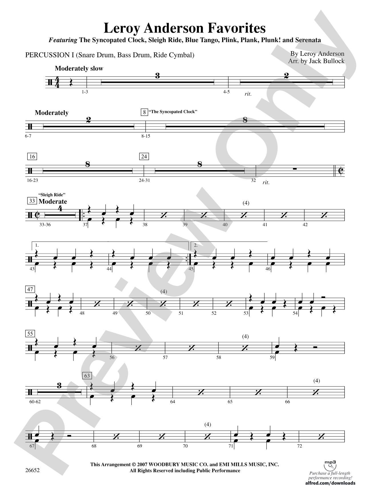 Leroy Anderson Favorites: 1st Percussion