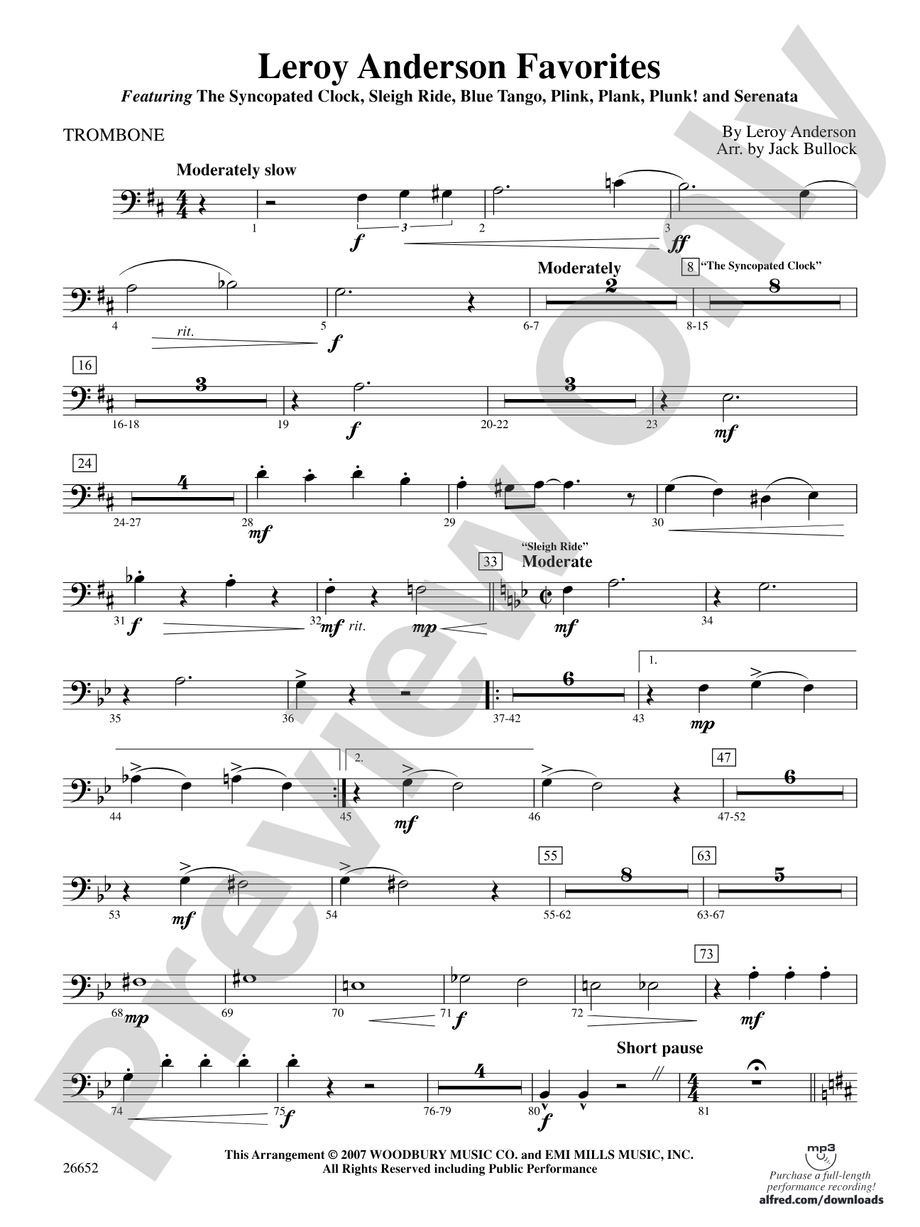 Leroy Anderson Favorites: 1st Trombone