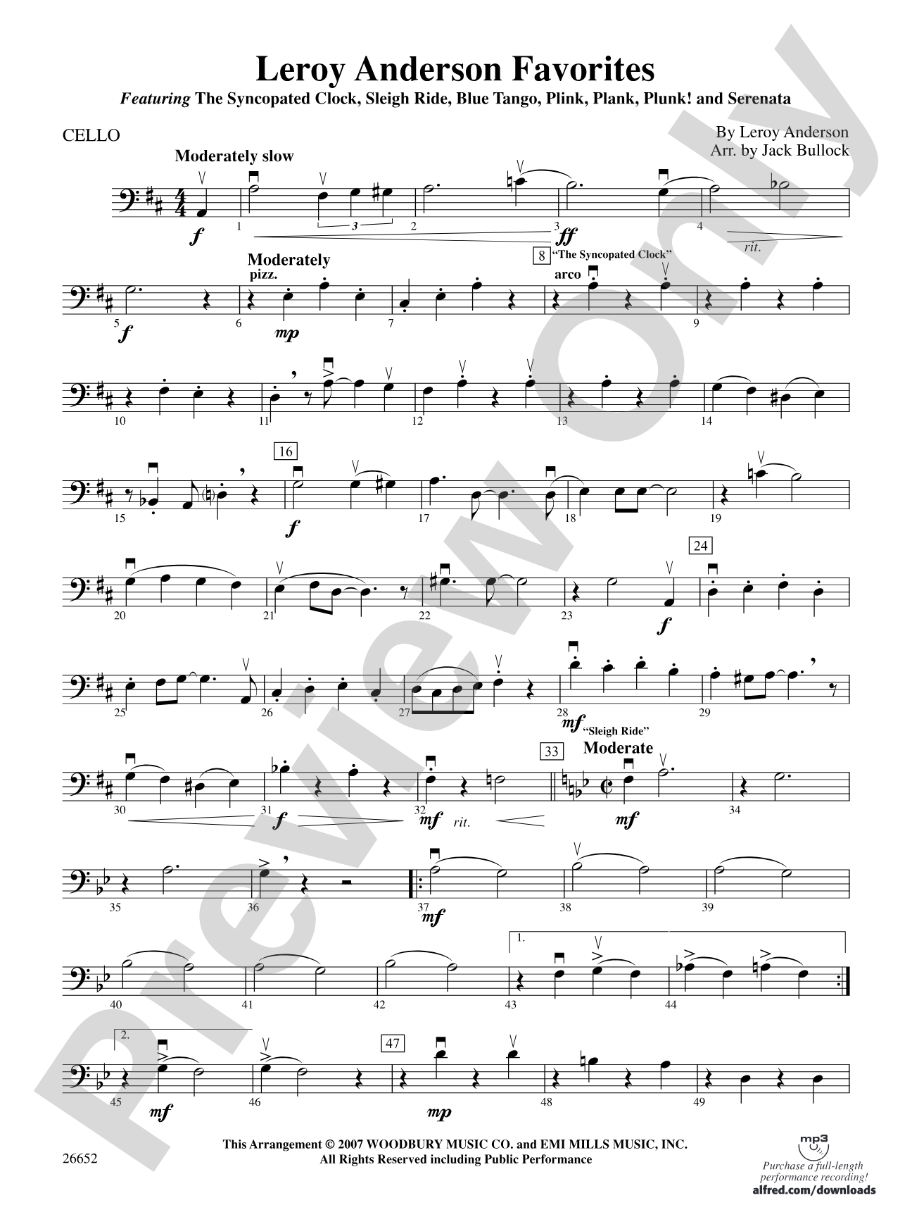 Leroy Anderson Favorites: Cello