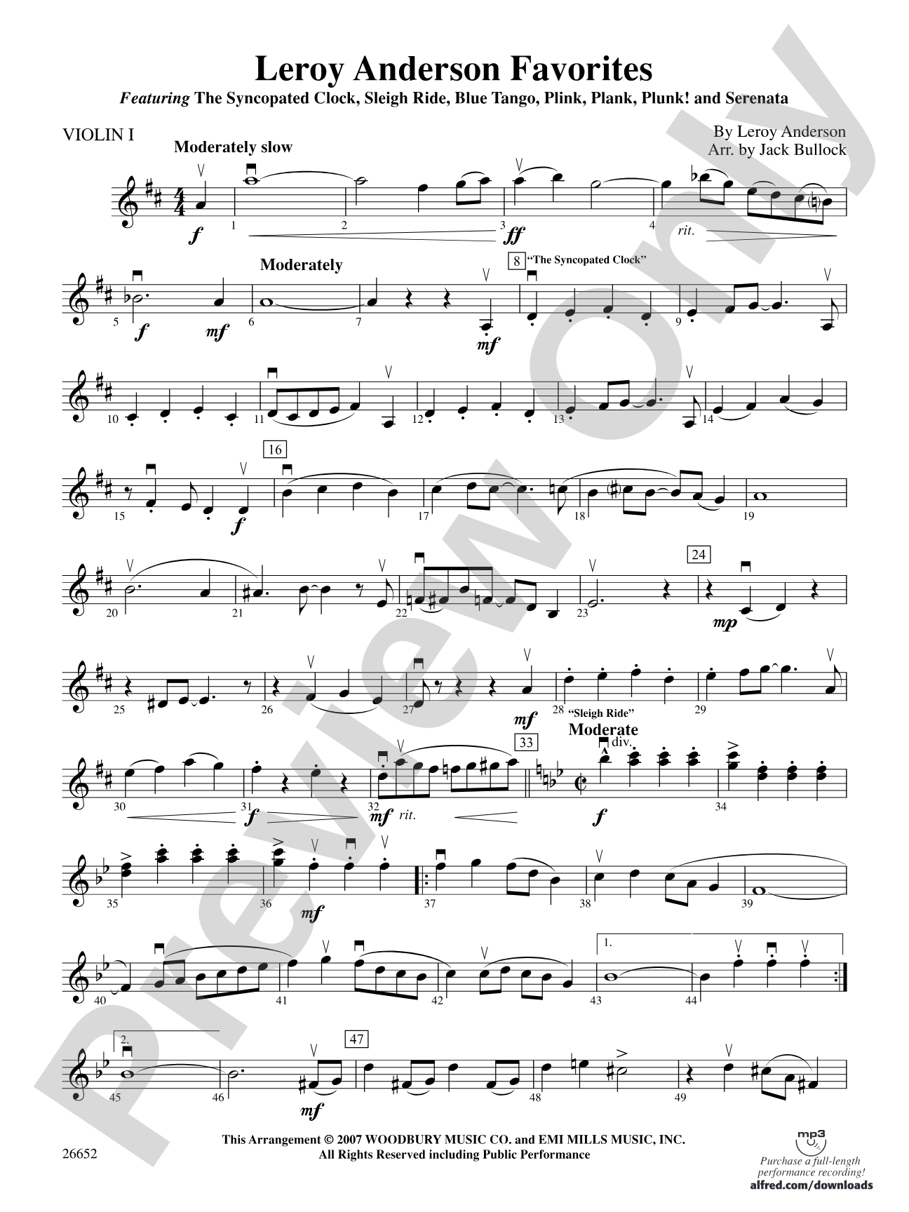 Leroy Anderson Favorites: 1st Violin