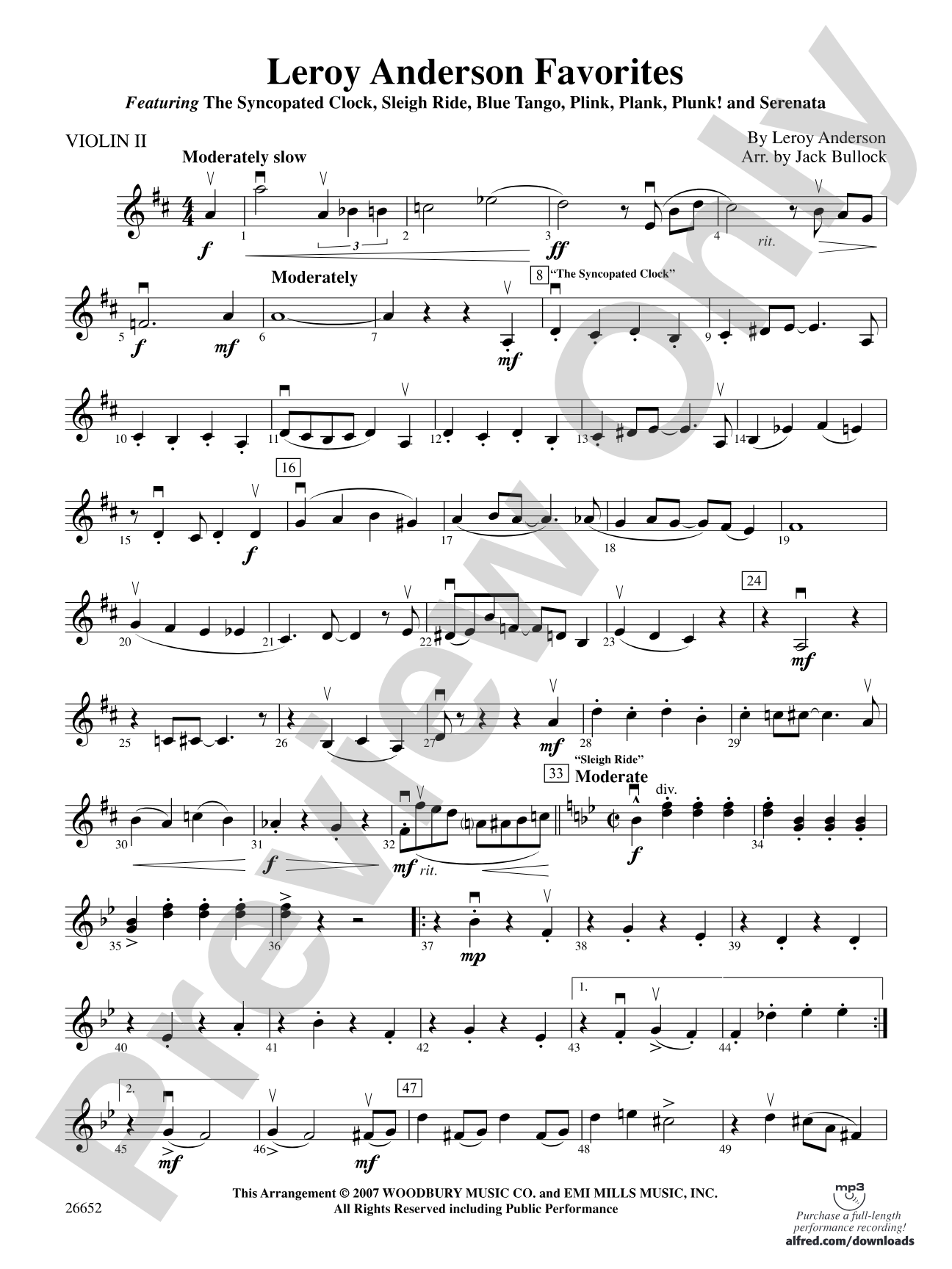 Leroy Anderson Favorites: 2nd Violin