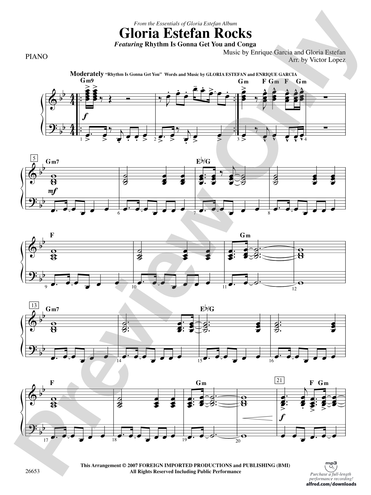 Gloria Estefan Rocks: Piano Accompaniment