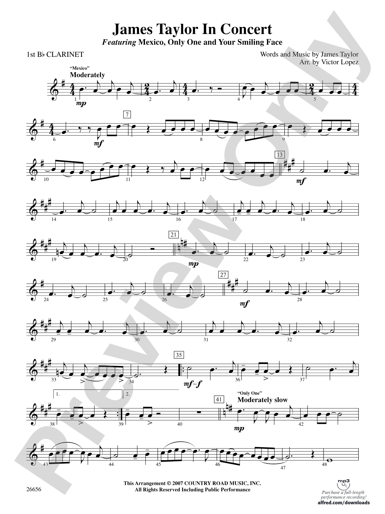 James Taylor in Concert: 1st B-flat Clarinet