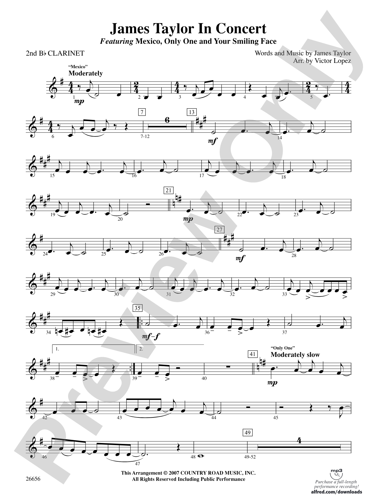 James Taylor in Concert: 2nd B-flat Clarinet