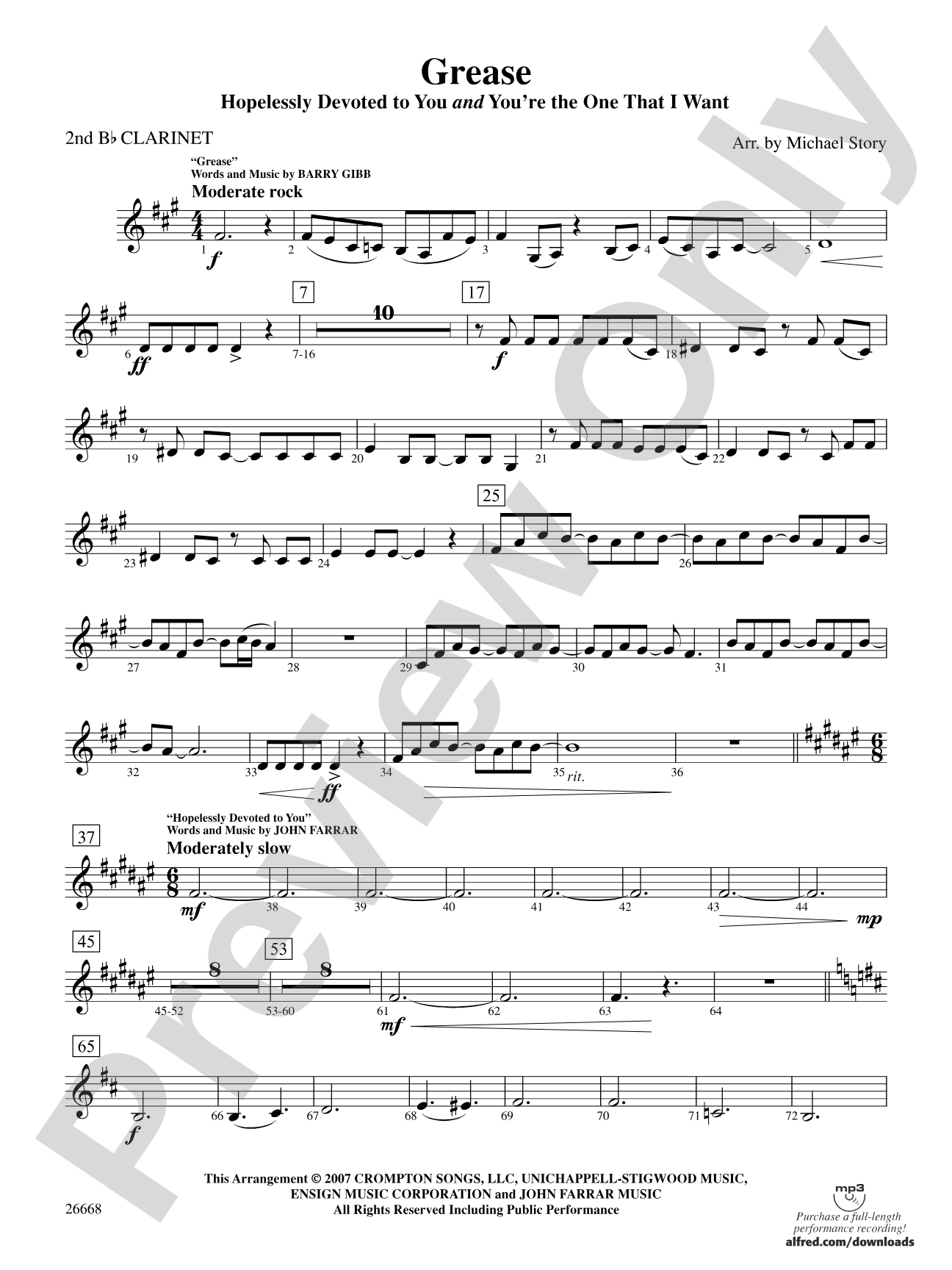 Grease: 2nd B-flat Clarinet