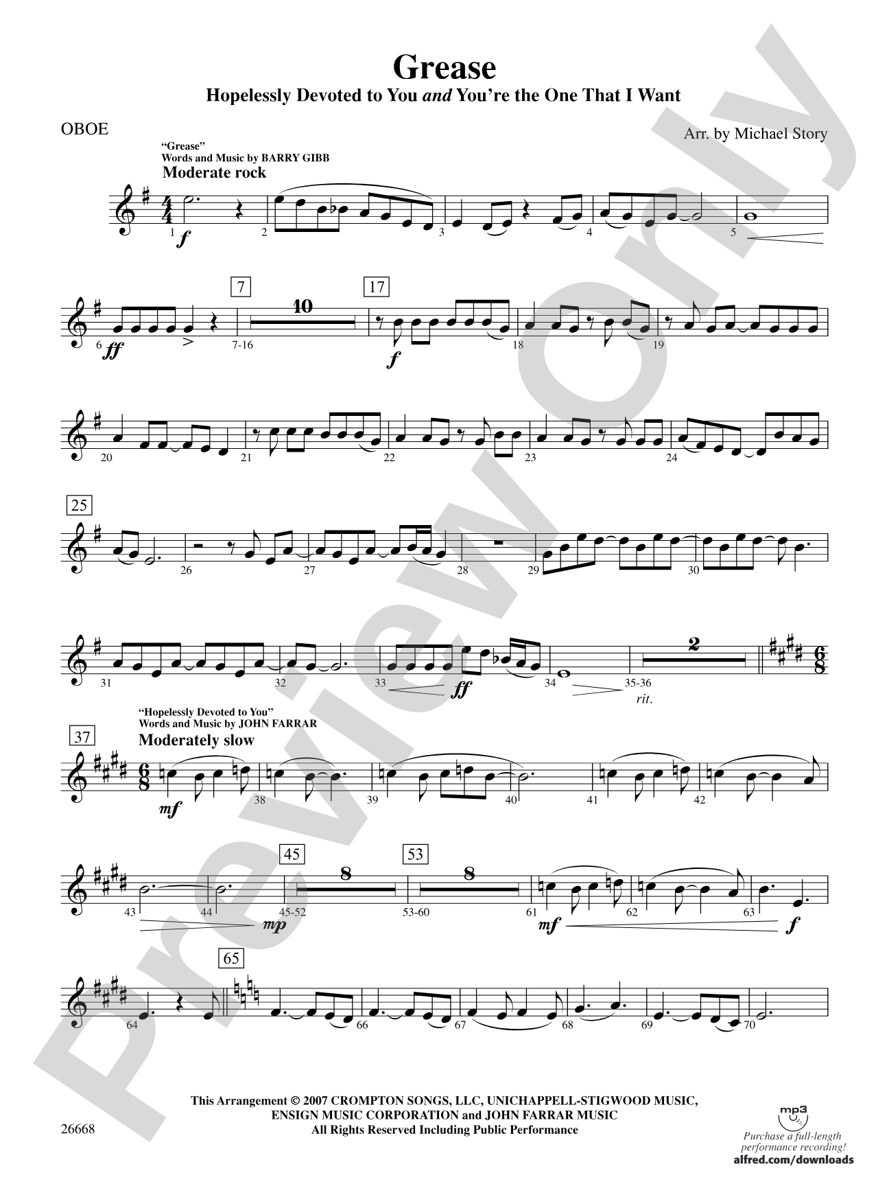 Grease: Oboe