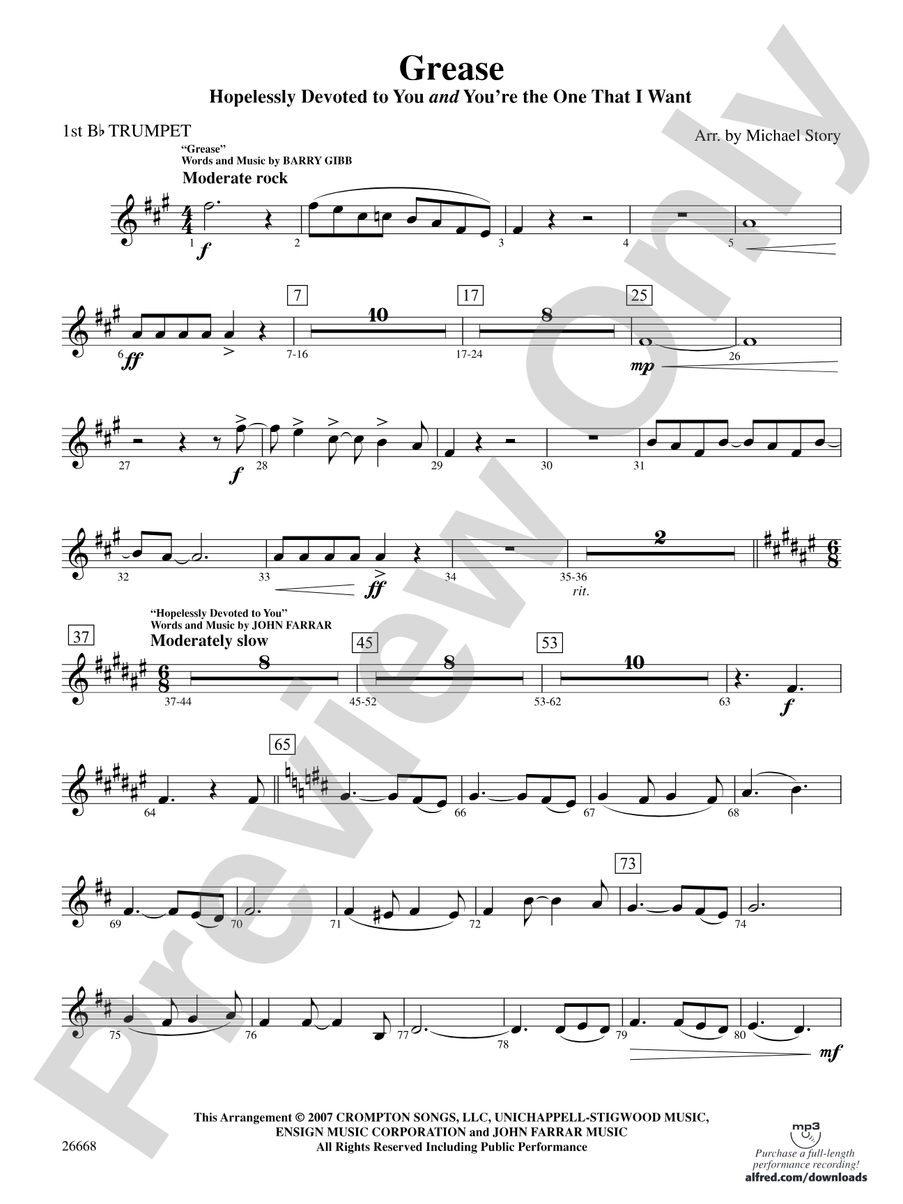 Grease: 1st B-flat Trumpet