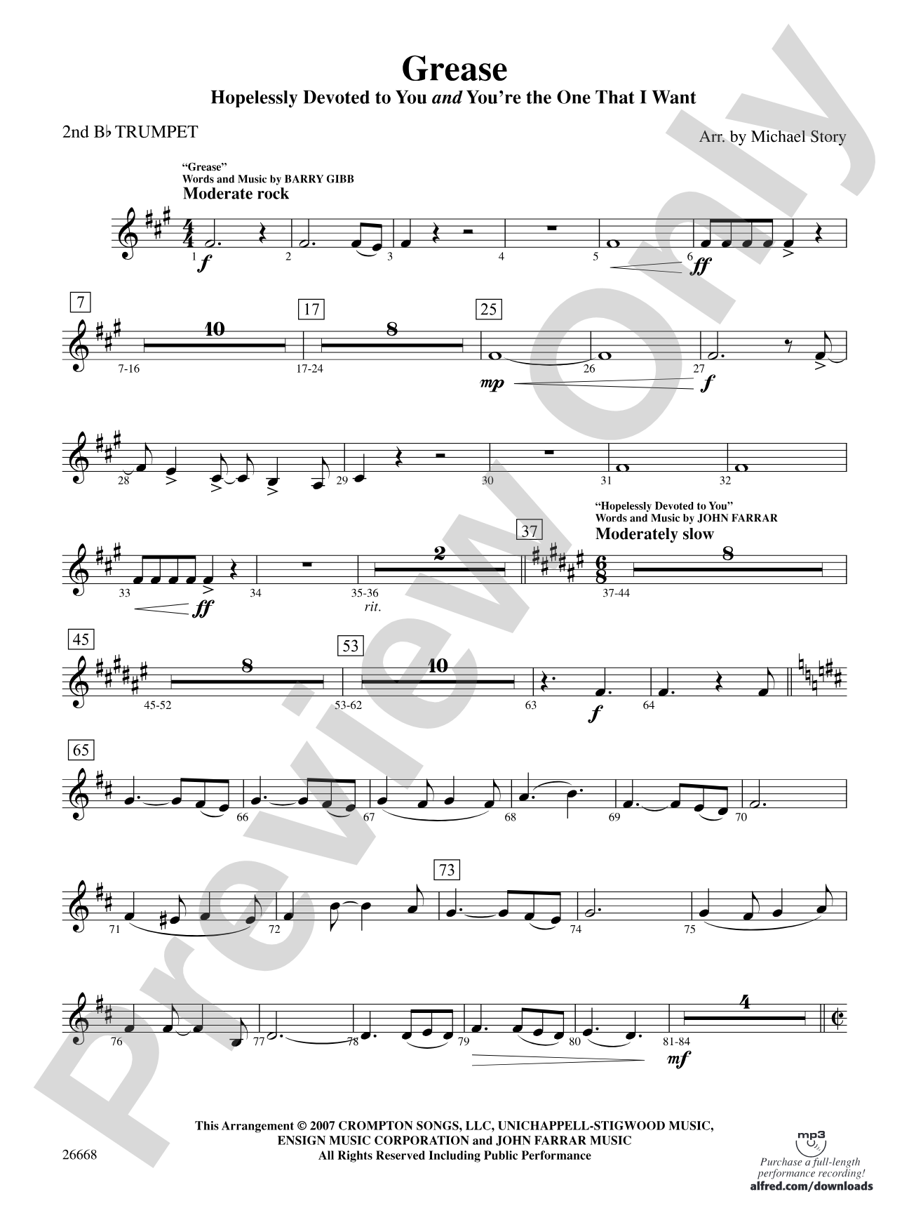 Grease: 2nd B-flat Trumpet