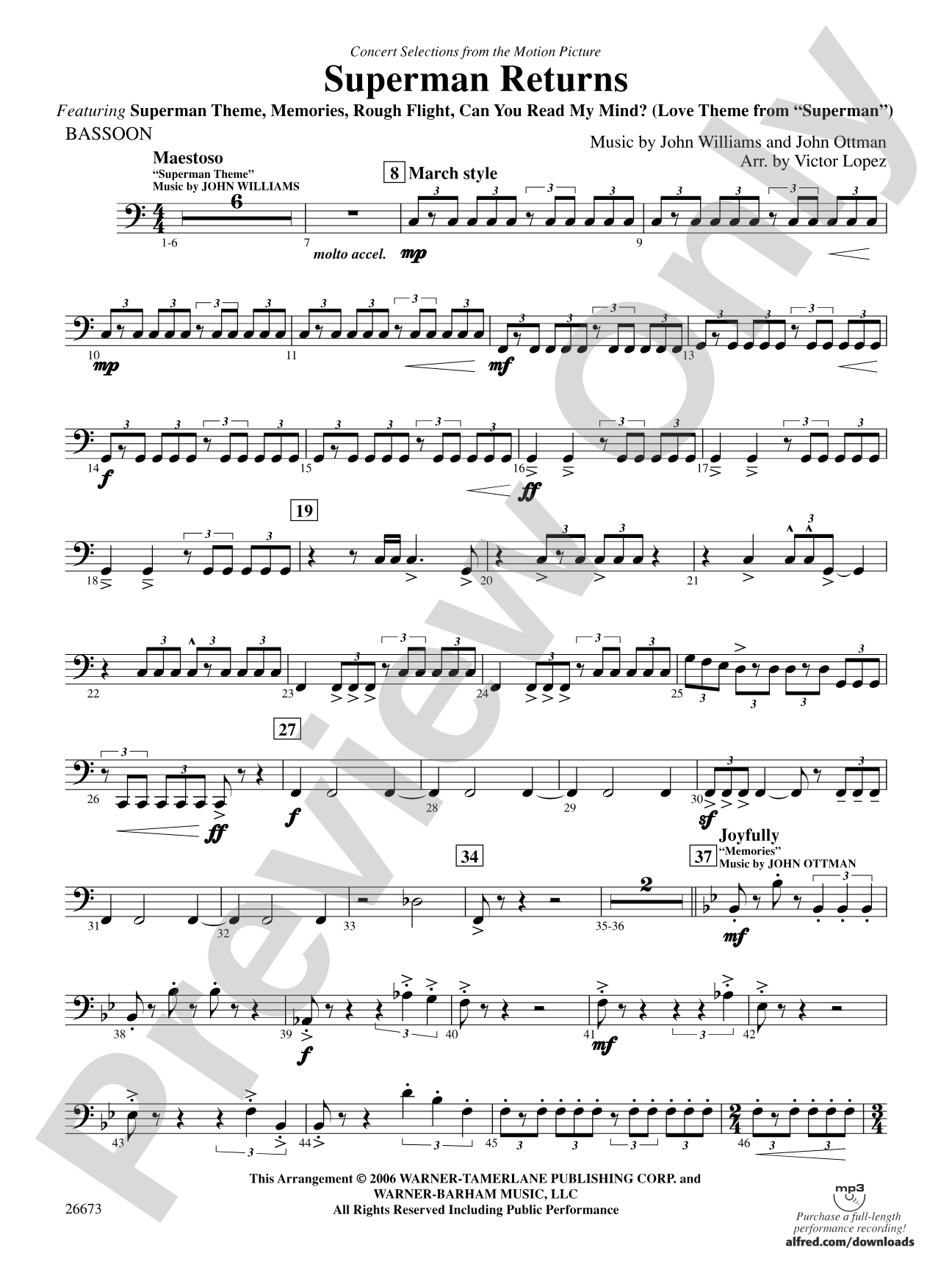 Superman Returns, Concert Selections from: Bassoon
