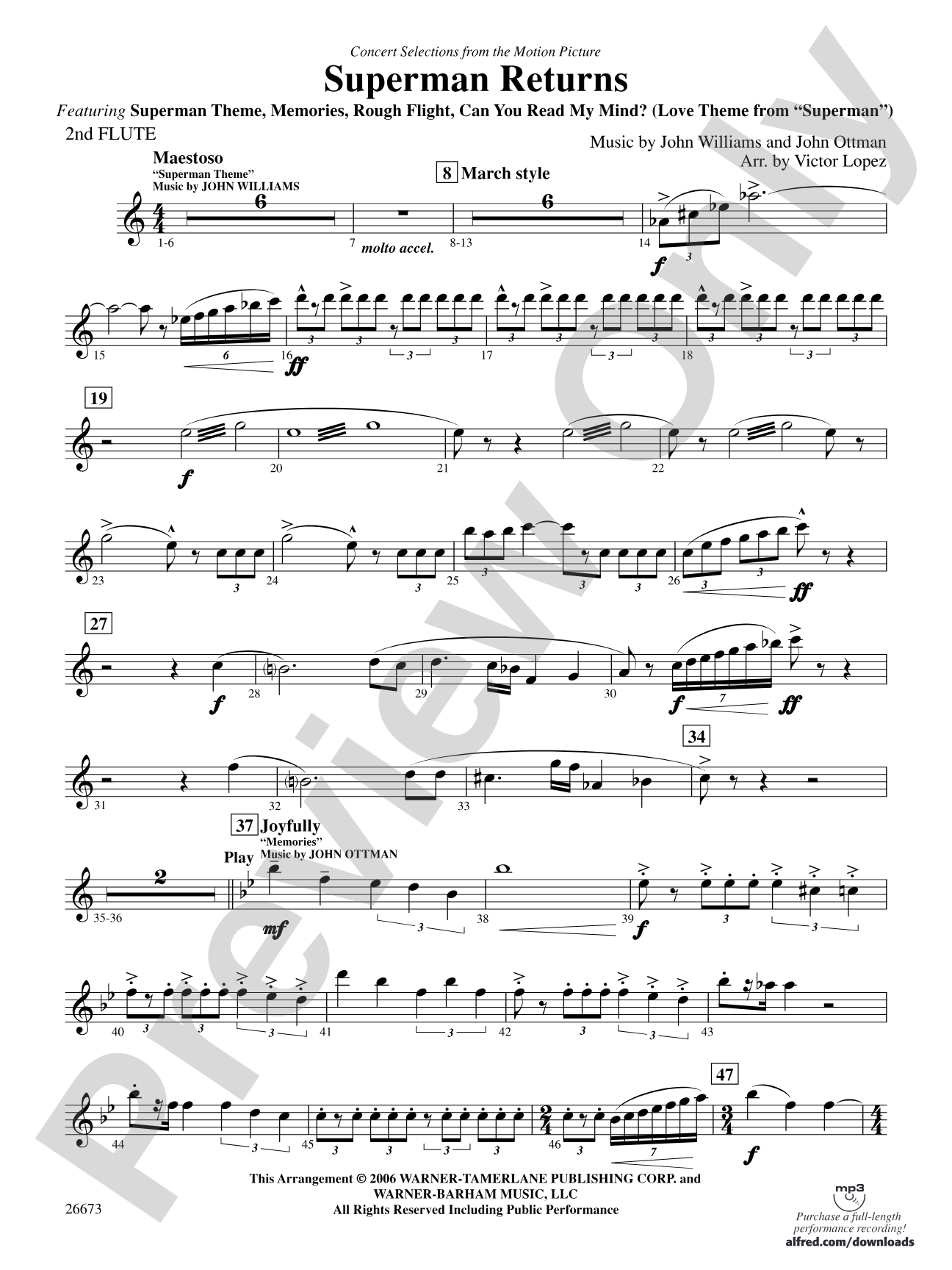 Superman Returns, Concert Selections from: 2nd Flute