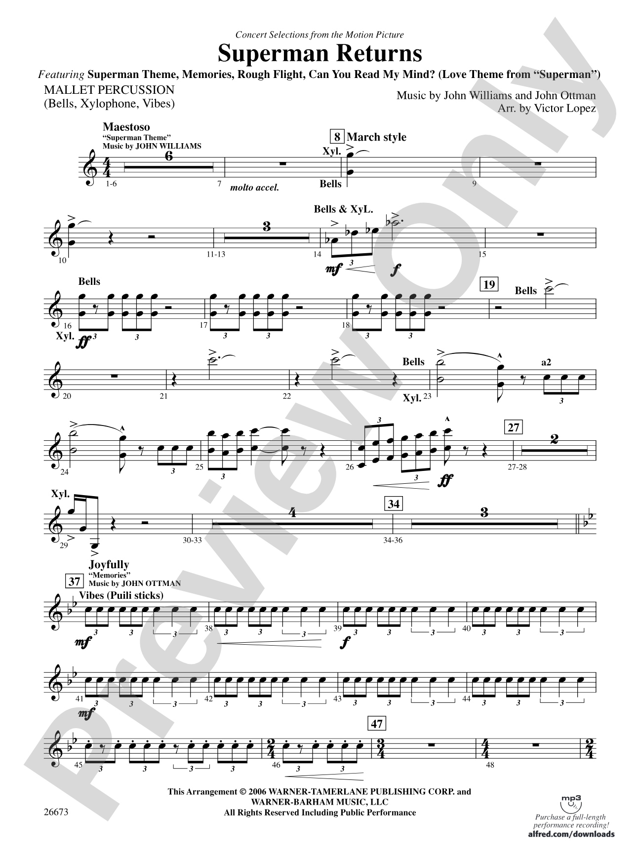 Superman Returns, Concert Selections from: Mallets