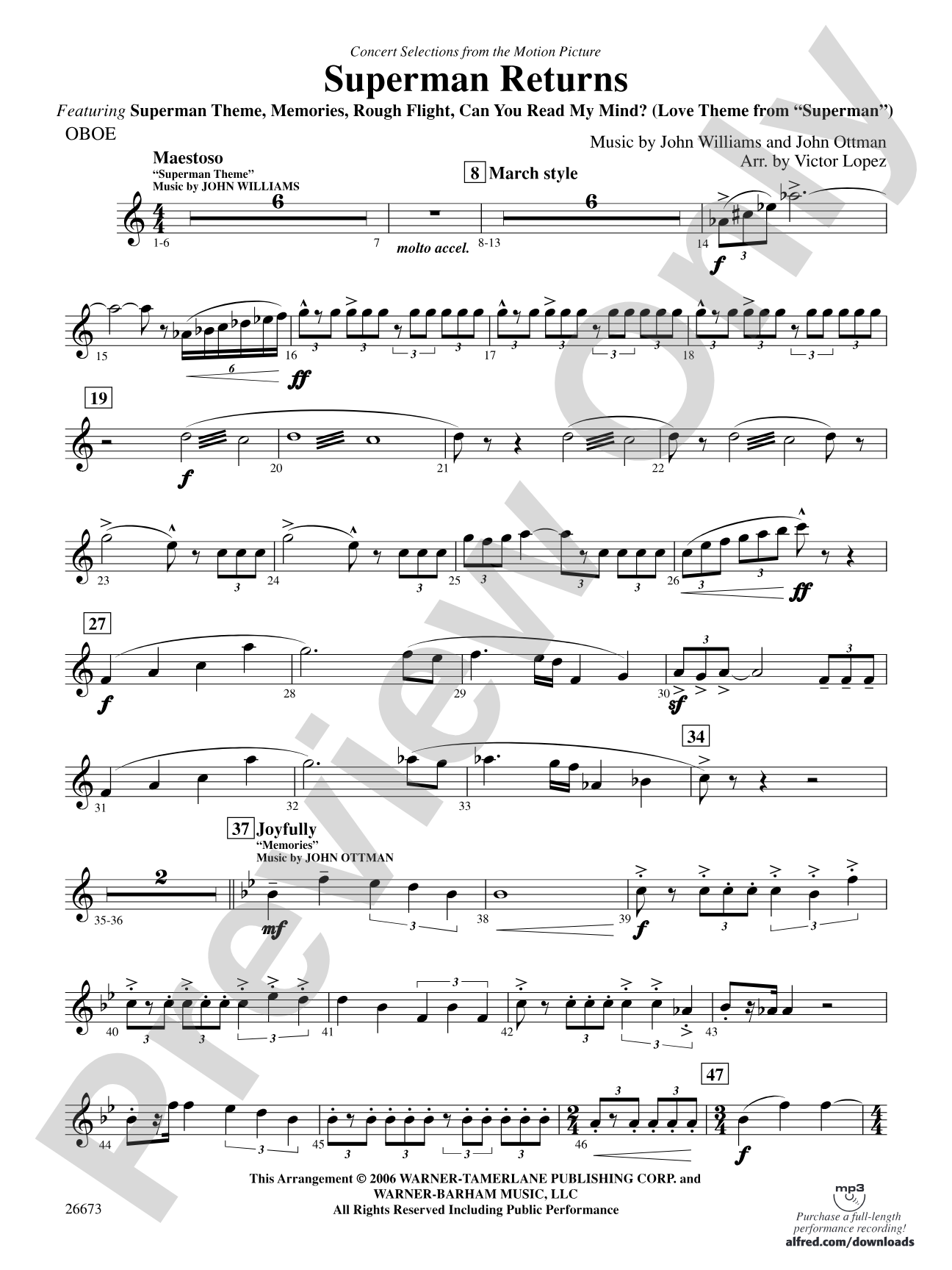 Superman Returns, Concert Selections from: Oboe