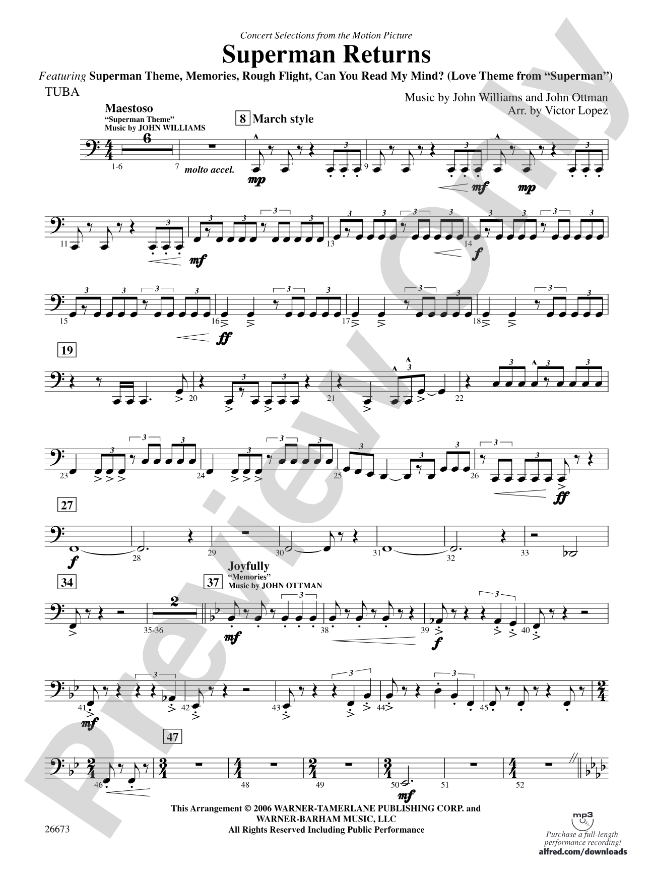 Superman Returns, Concert Selections from: Tuba