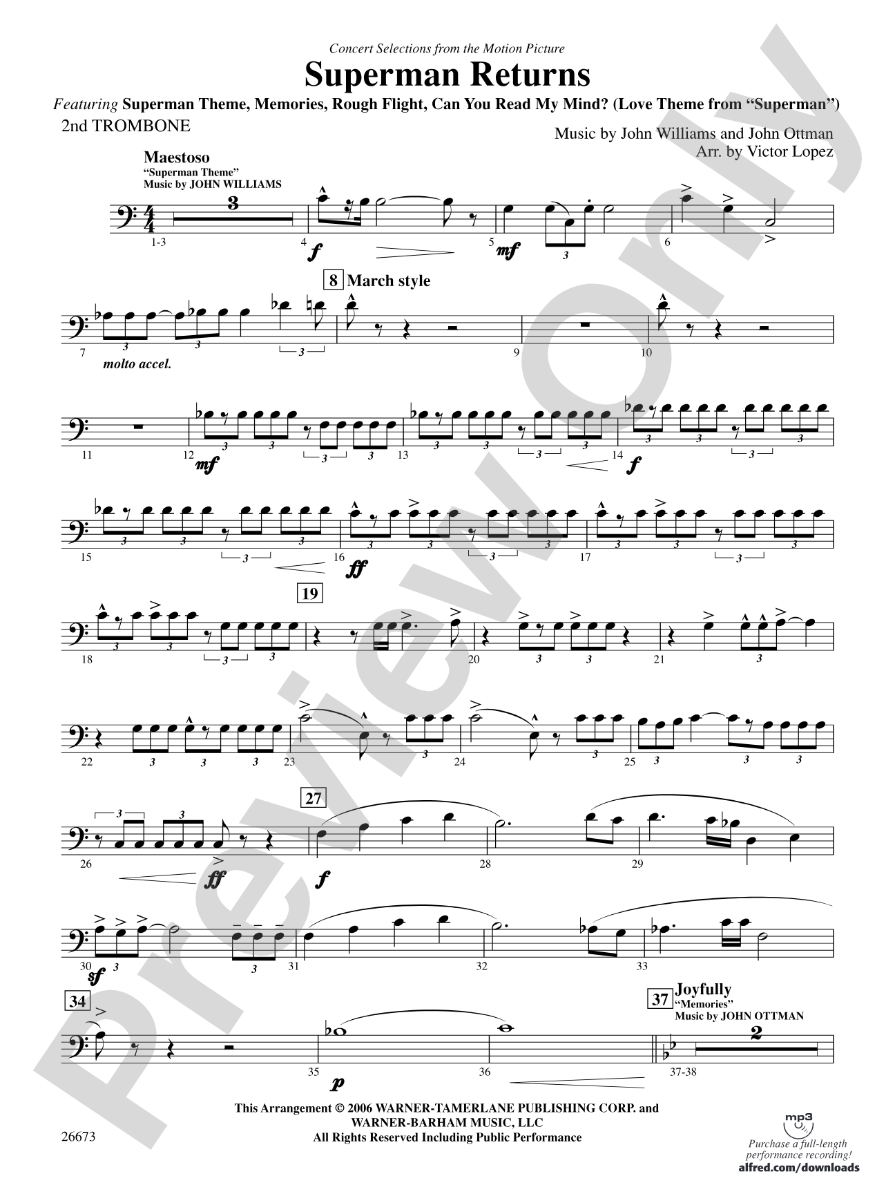 Superman Returns, Concert Selections from: 2nd Trombone