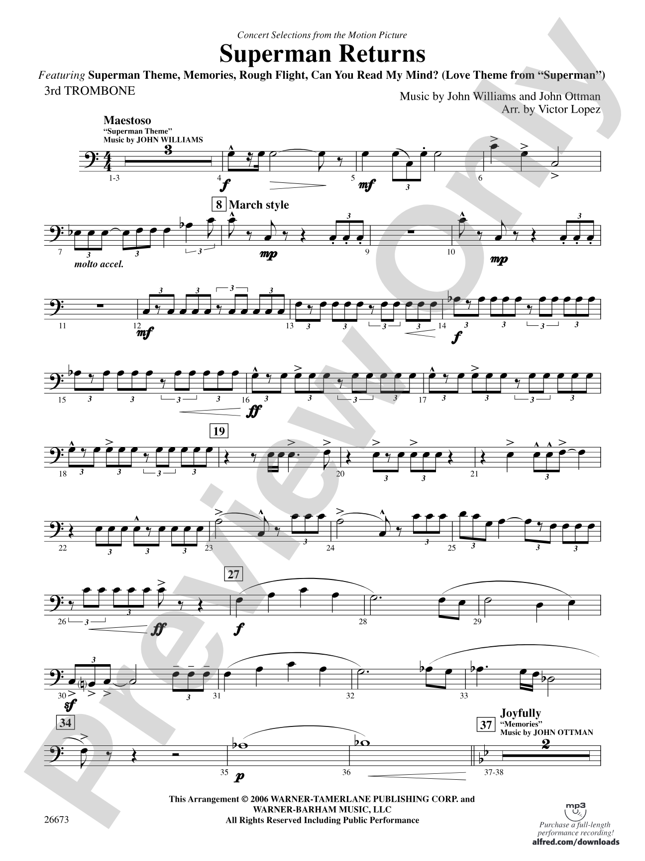 Superman Returns, Concert Selections from: 3rd Trombone