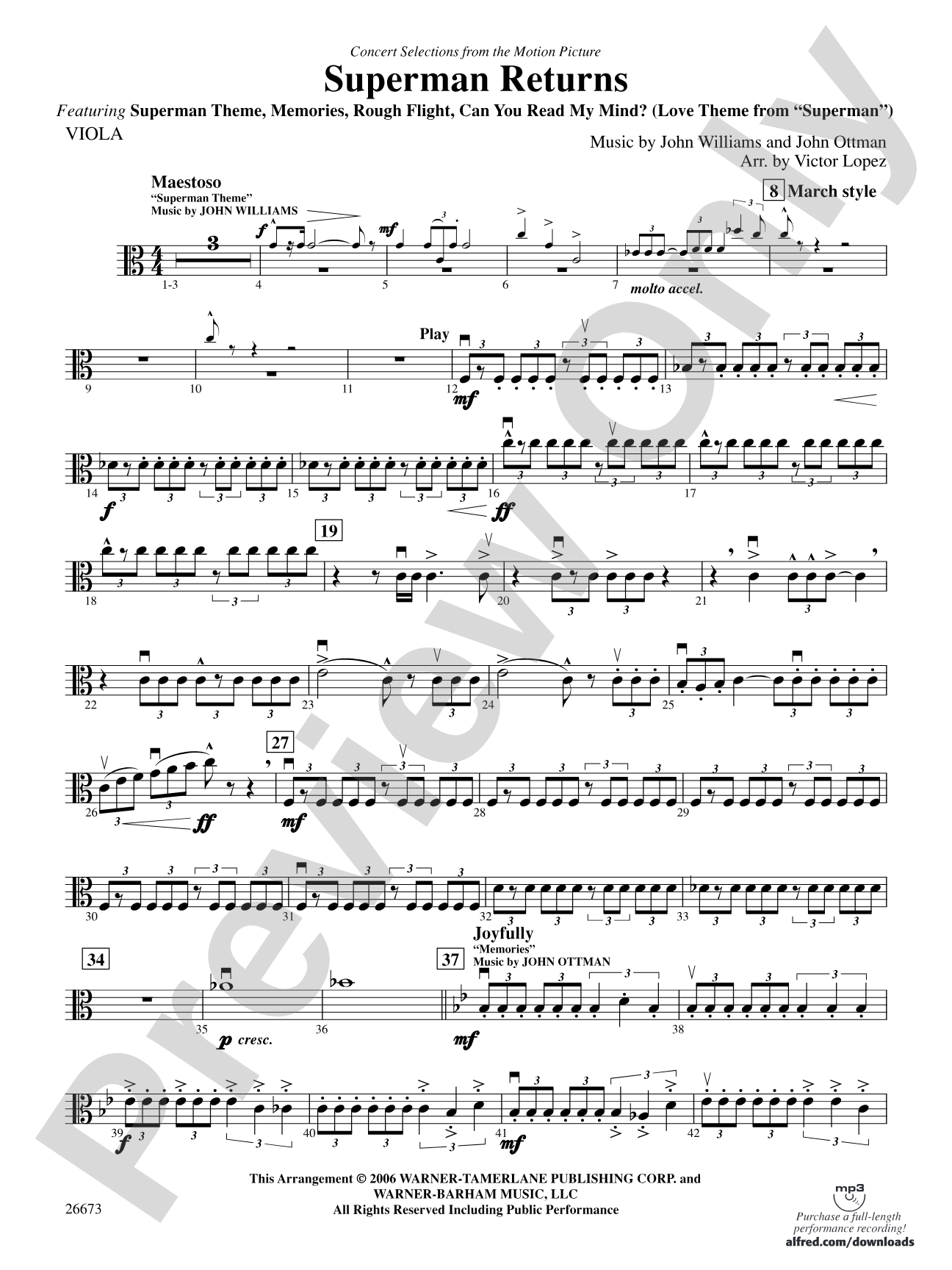 Superman Returns, Concert Selections from: Viola