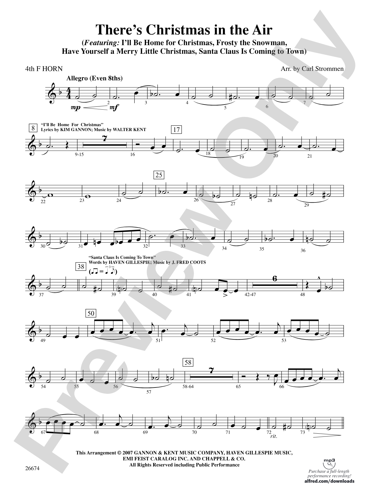 There's Christmas in the Air: 4th F Horn
