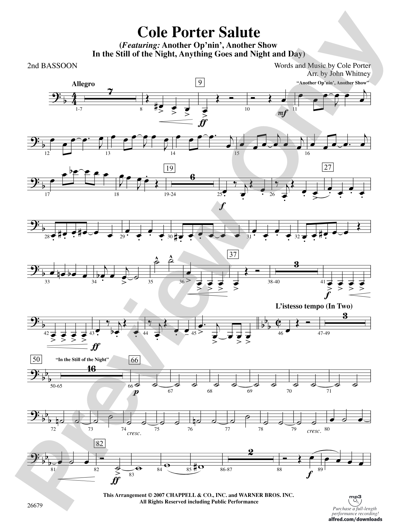 Cole Porter Salute: 2nd Bassoon