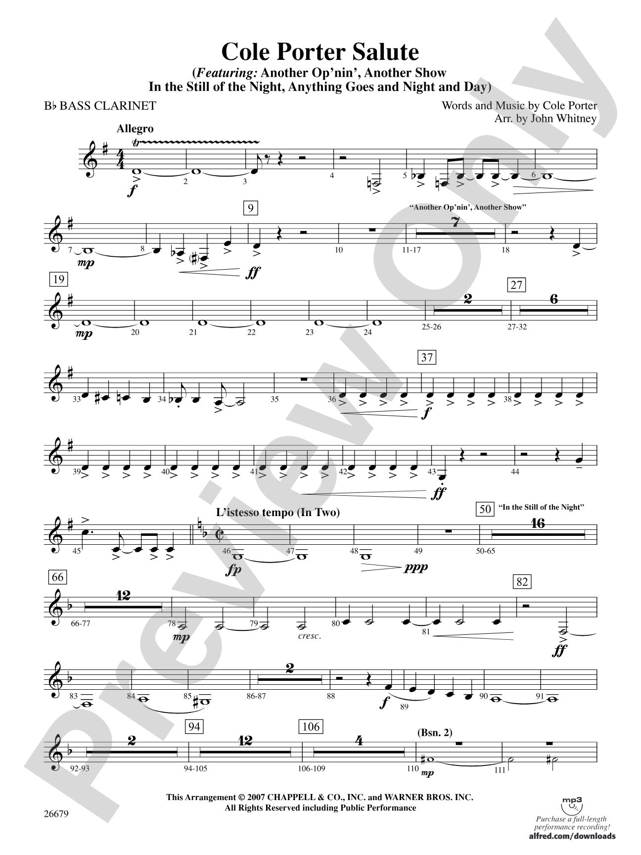 Cole Porter Salute: B-flat Bass Clarinet