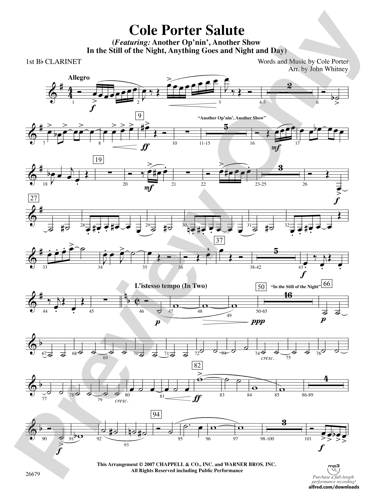 Cole Porter Salute: 1st B-flat Clarinet