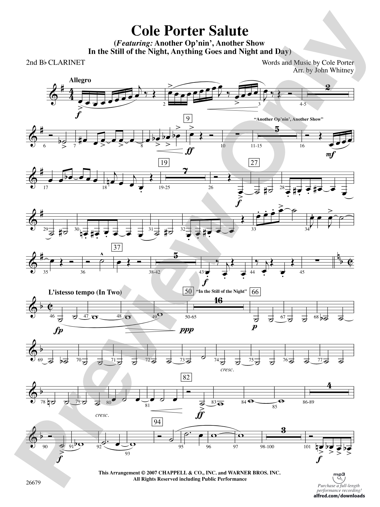 Cole Porter Salute: 2nd B-flat Clarinet
