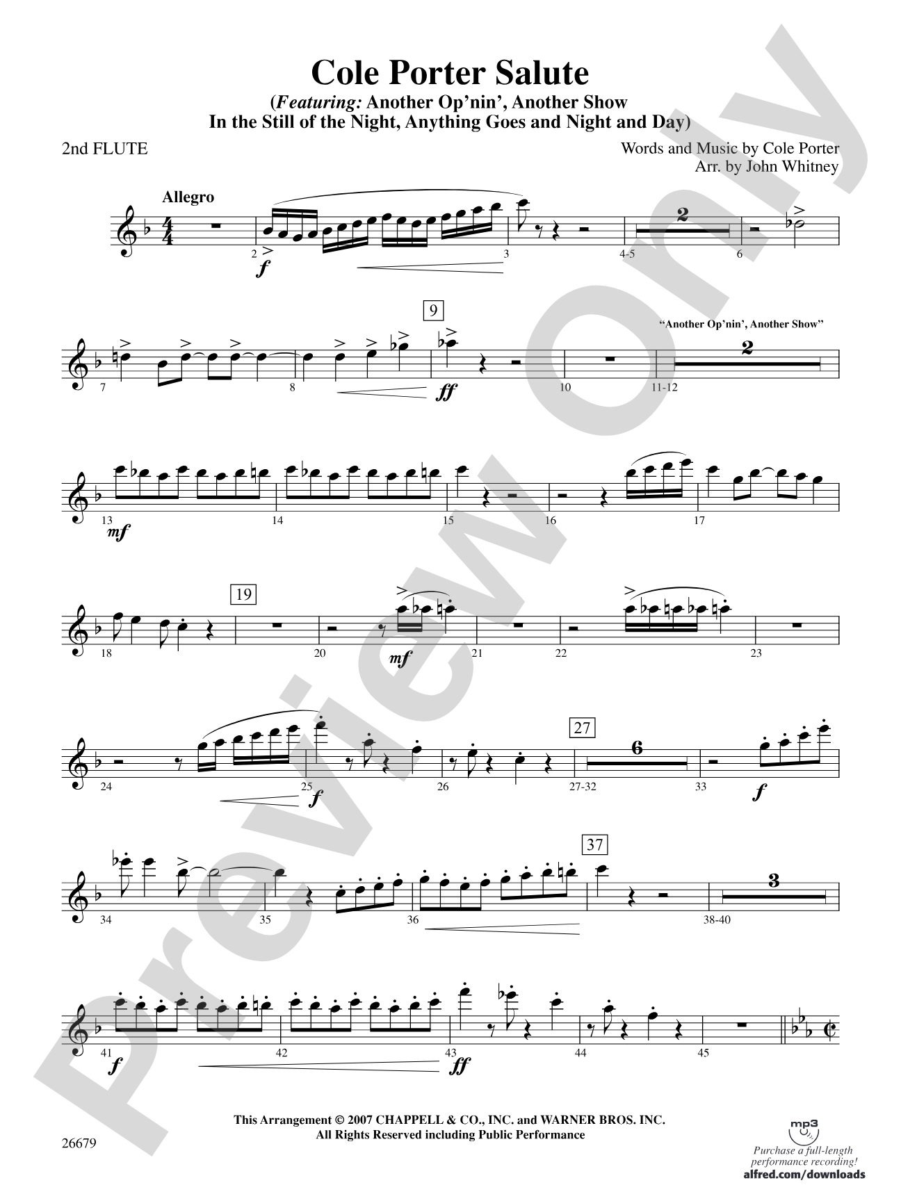 Cole Porter Salute: 2nd Flute