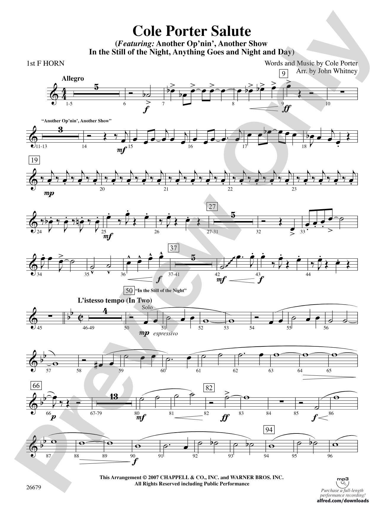 Cole Porter Salute: 1st F Horn