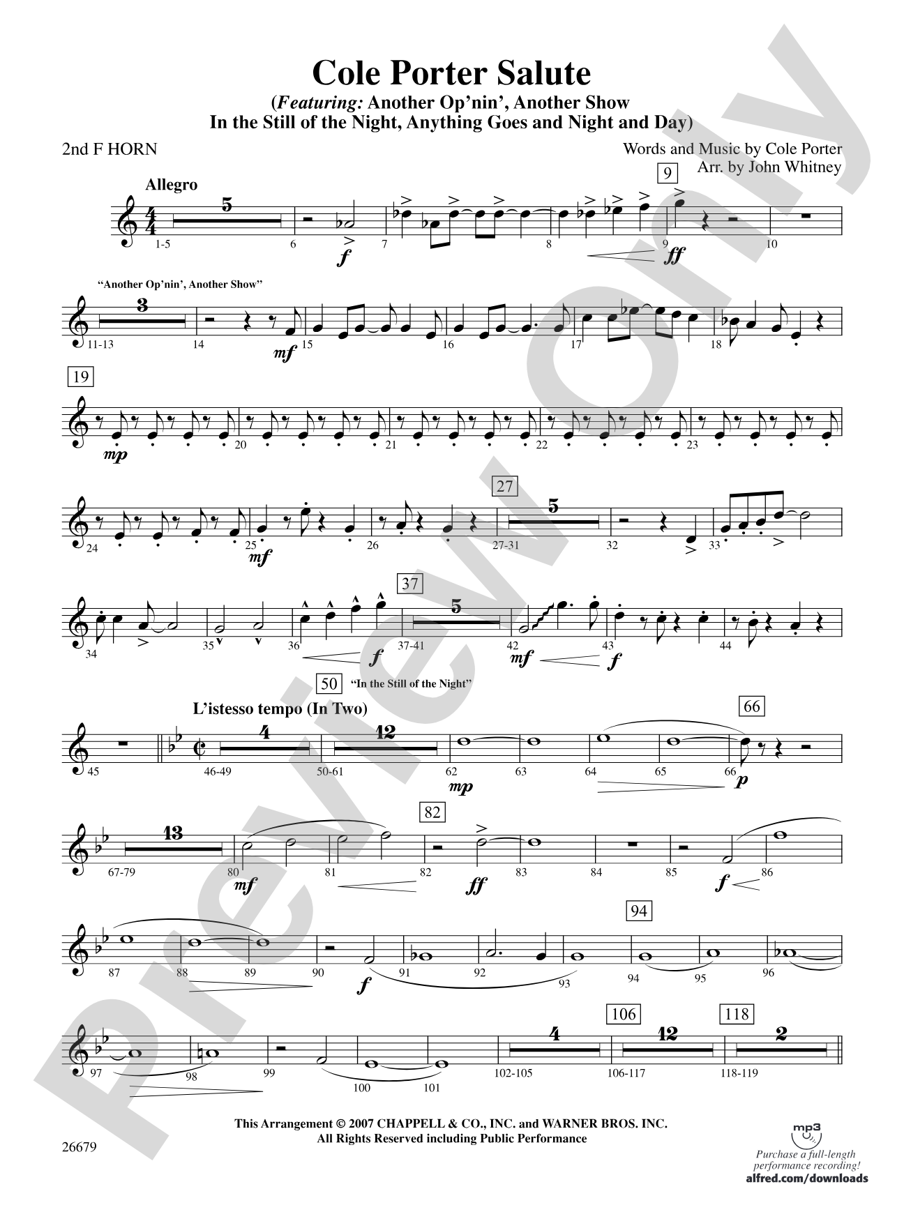 Cole Porter Salute: 2nd F Horn