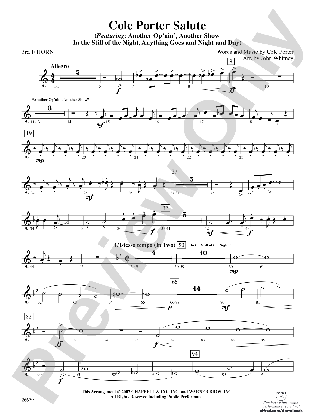 Cole Porter Salute: 3rd F Horn