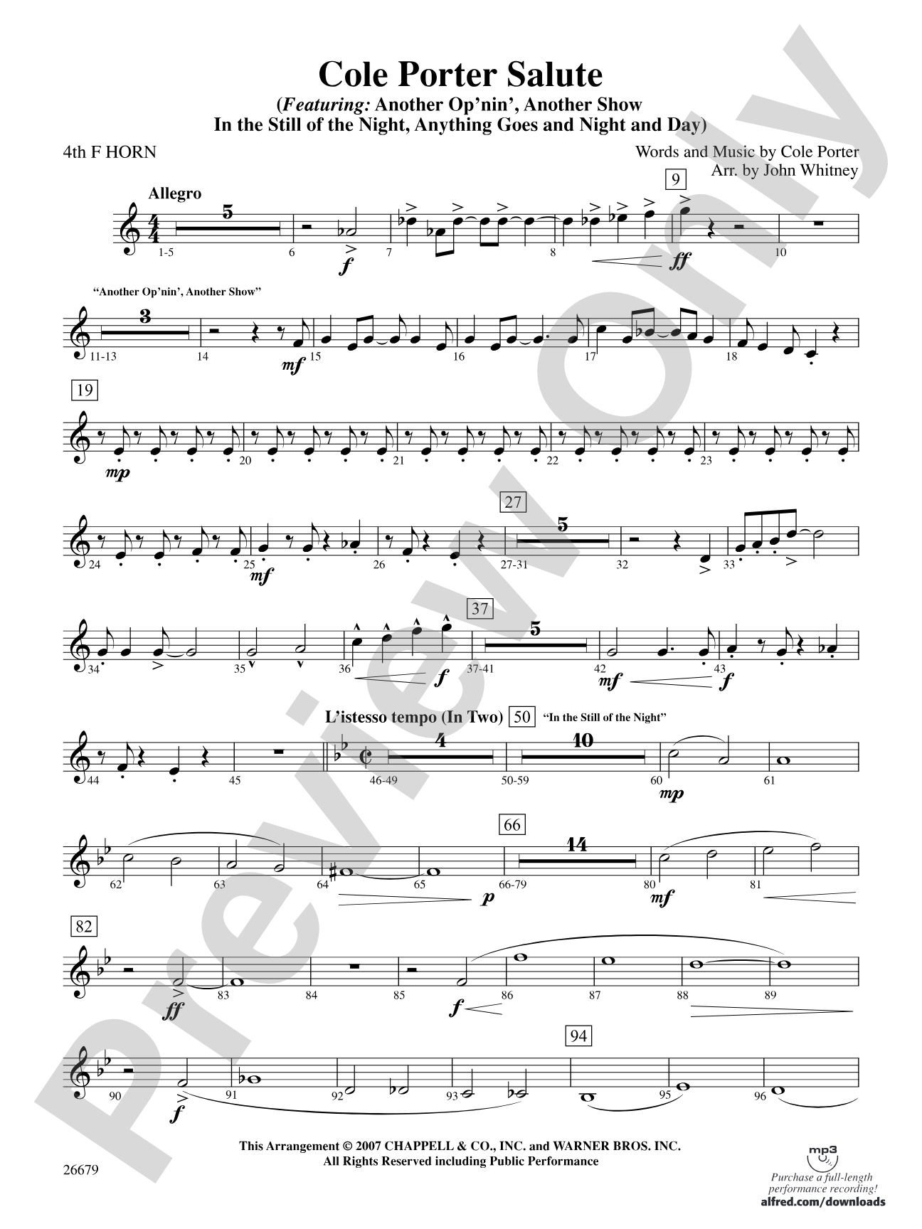 Cole Porter Salute: 4th F Horn