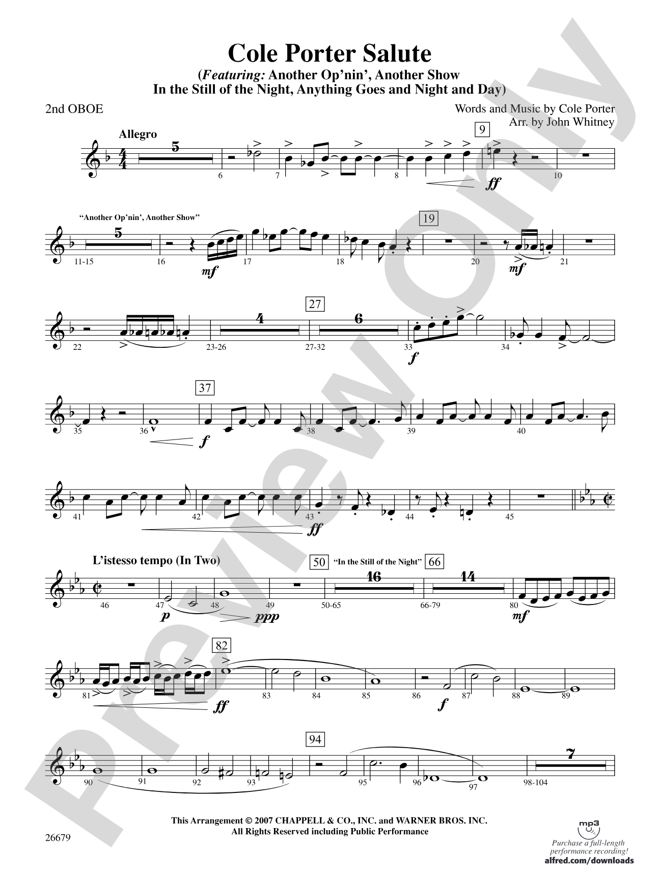 Cole Porter Salute: 2nd Oboe