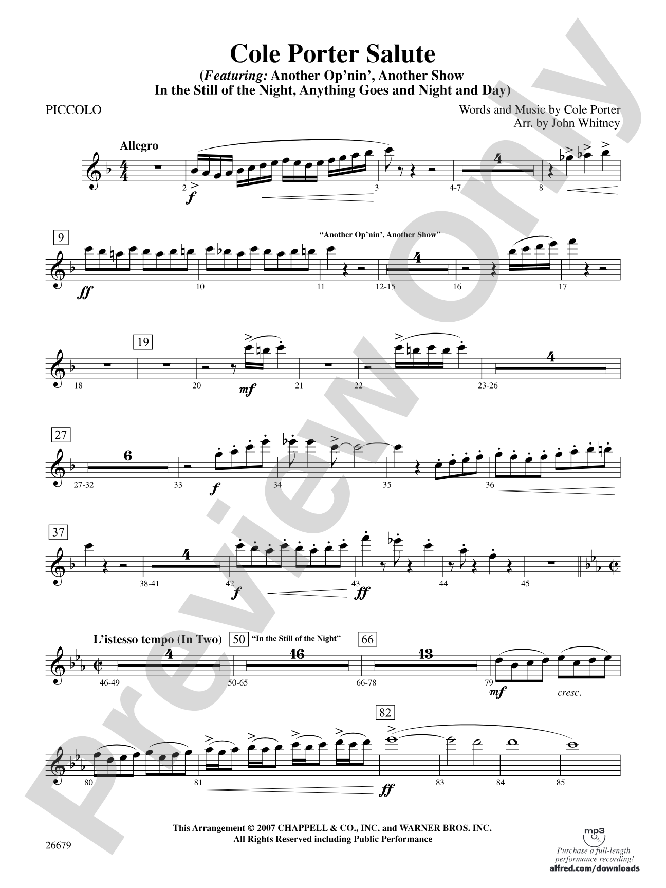 Cole Porter Salute: Piccolo